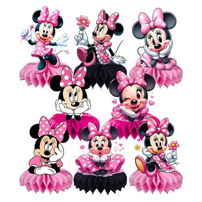 8Pcs Minnie Table Centerpiece Birthday Party Supplies Double Side Table Decorations for Minnie Themed Party Decorations