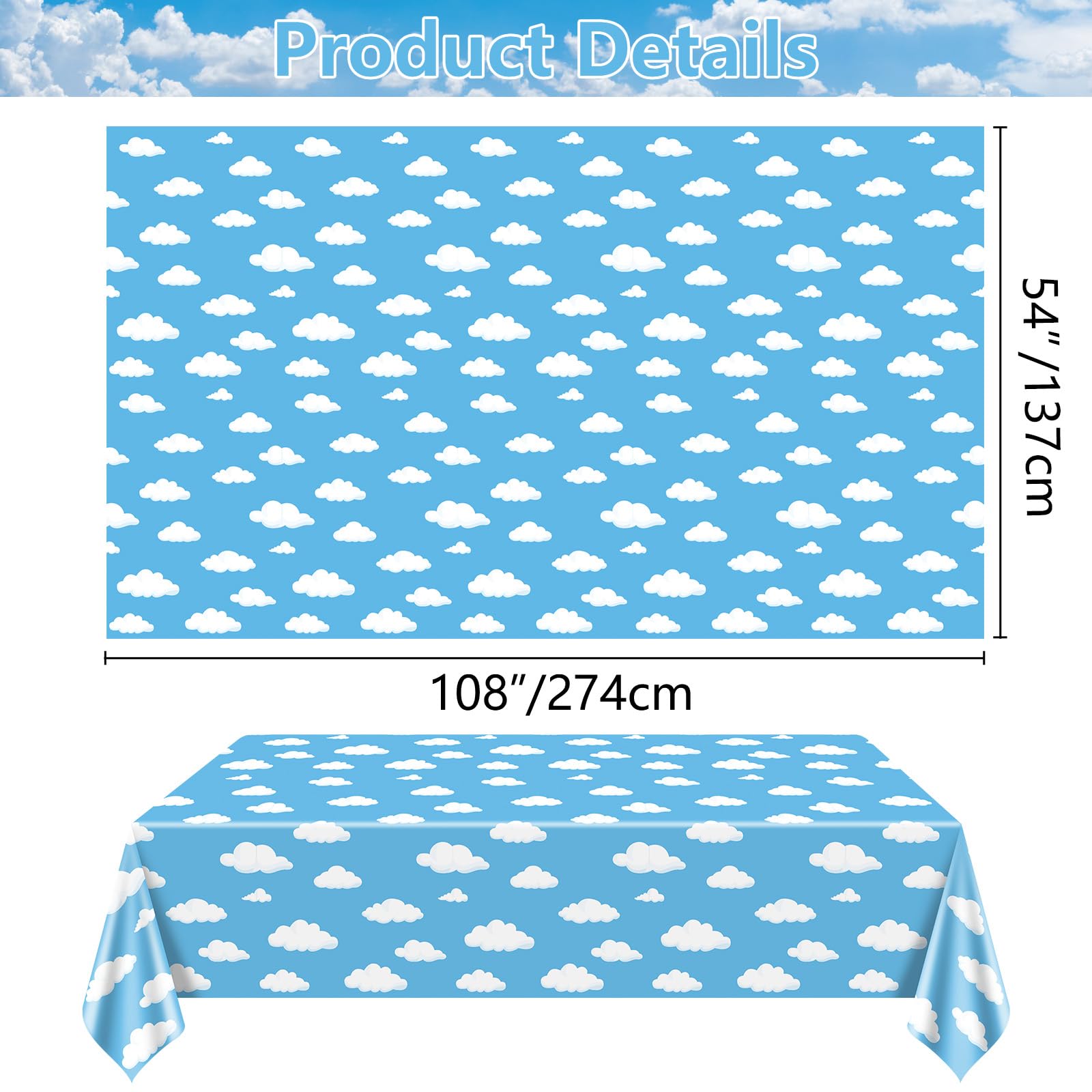 QUERICKY 4 Pack Story Tablecloths, 54x108'' Plastic Disposable Table Cover, Story Themed Decorations for Kids Birthday Party Supplies