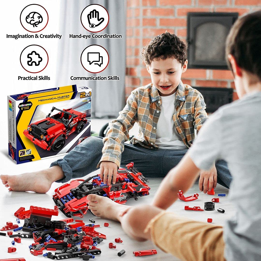 SpringFlower STEM Building Blocks Toys Gifts for Age 6, 7, 8, 9, 10, 11, 12 Boys and Girls, DIY Building Bricks, STEM Engineering Construction RC