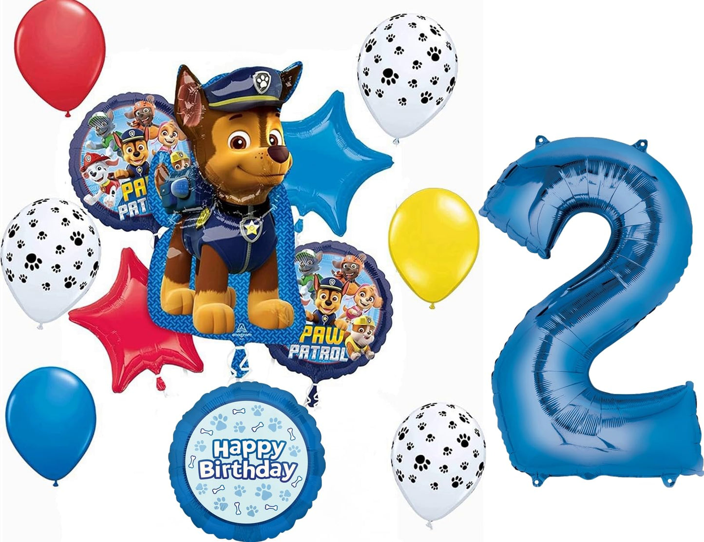 Paw Pups on Patrol 2nd Birthday Party Supplies Chase 13pc Balloons
