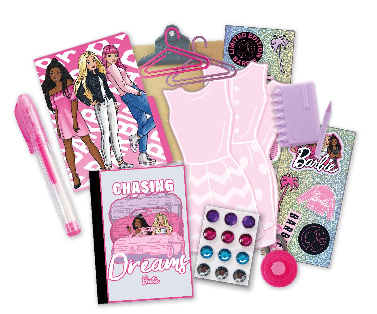 Barbie Design Activity Locker - Creative Kids Craft Set with Mini Journal, Stickers, Clipboard & Working Lock, Portable Art Locker Playset Ages 3+
