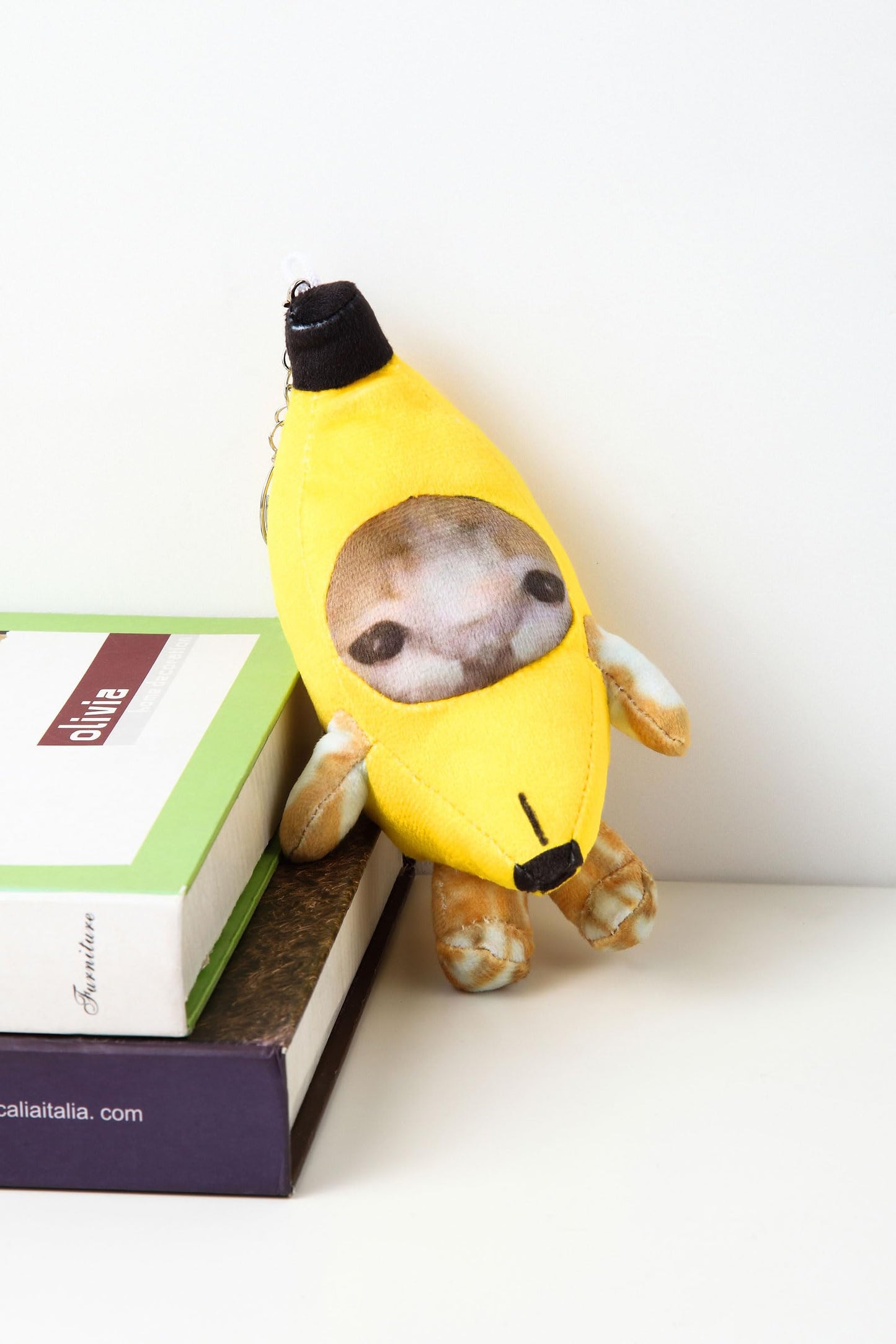 COSWHO Crying Banana Cat Plush Keychain Bag Charms, Happy