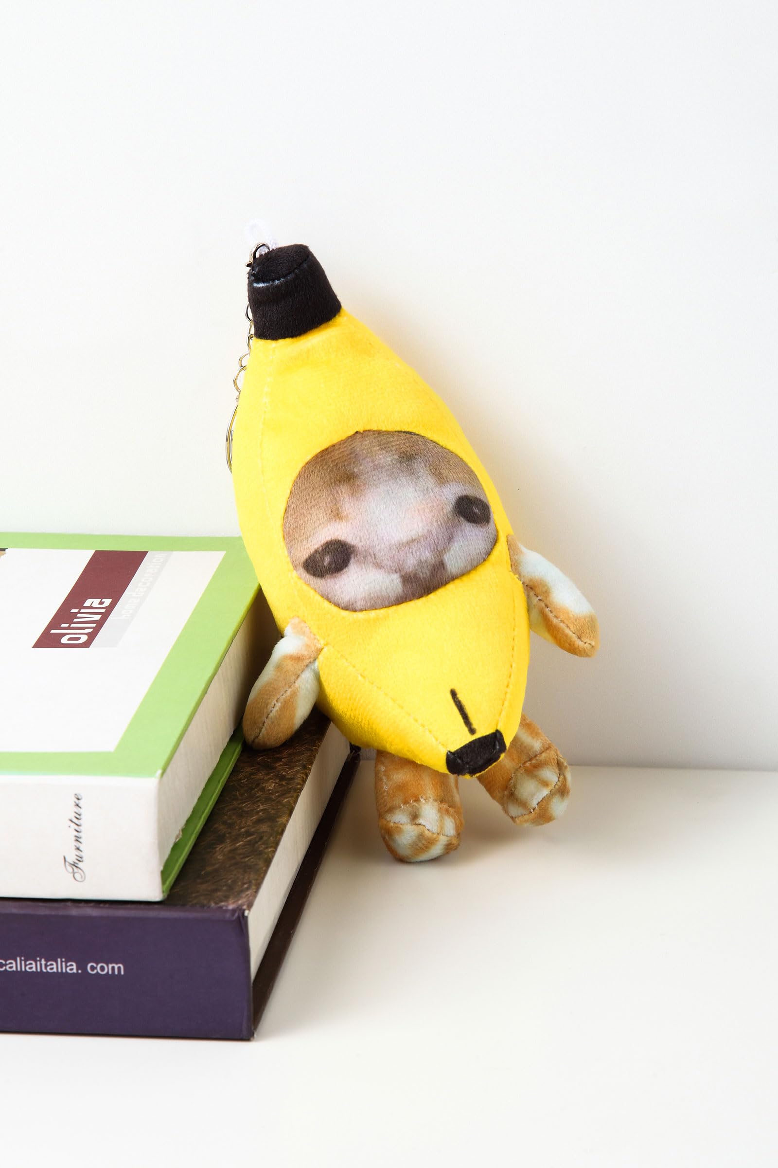 COSWHO Crying Banana Cat Plush Keychain Bag Charms, Happy