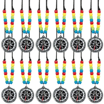 Fun Express Compass Beaded Necklace Craft Kit Makes 12 - Sunday School Crafts for Kids Ages 4-8 | Christian Crafts VBS Vacation Bible School Supplies