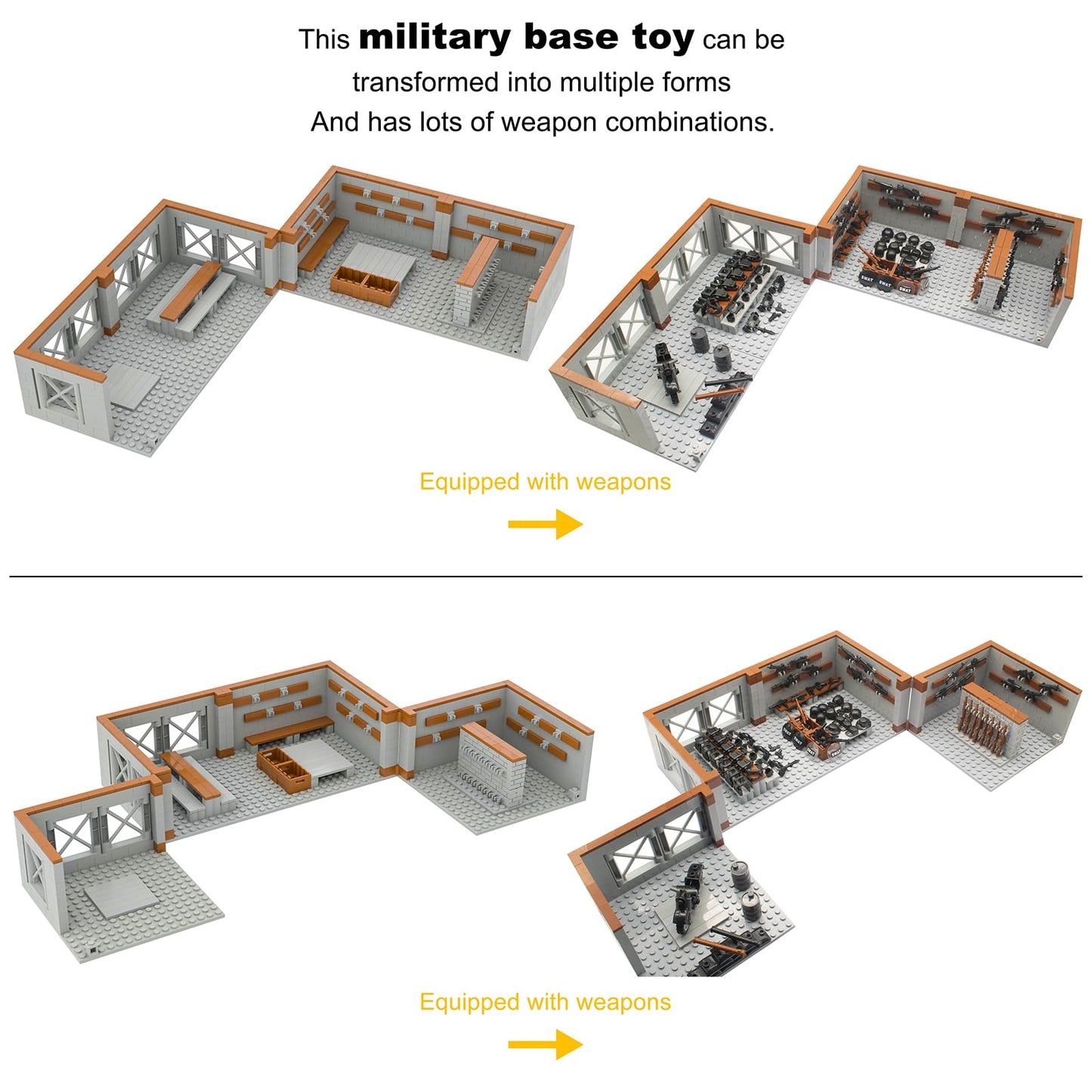 Gonsausola Military Base Building Bricks Set, Defence Base Guard Tower Guns Weapons Building Block Toy, Weapon Pack Accessories Kits Toys for Kids