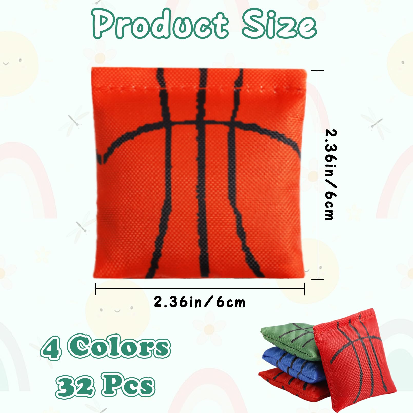 Dyrfolm 32 Pack Mini Bean Bags Colorful Cornhole Bean Bags,2.36 X 2.36 Inch