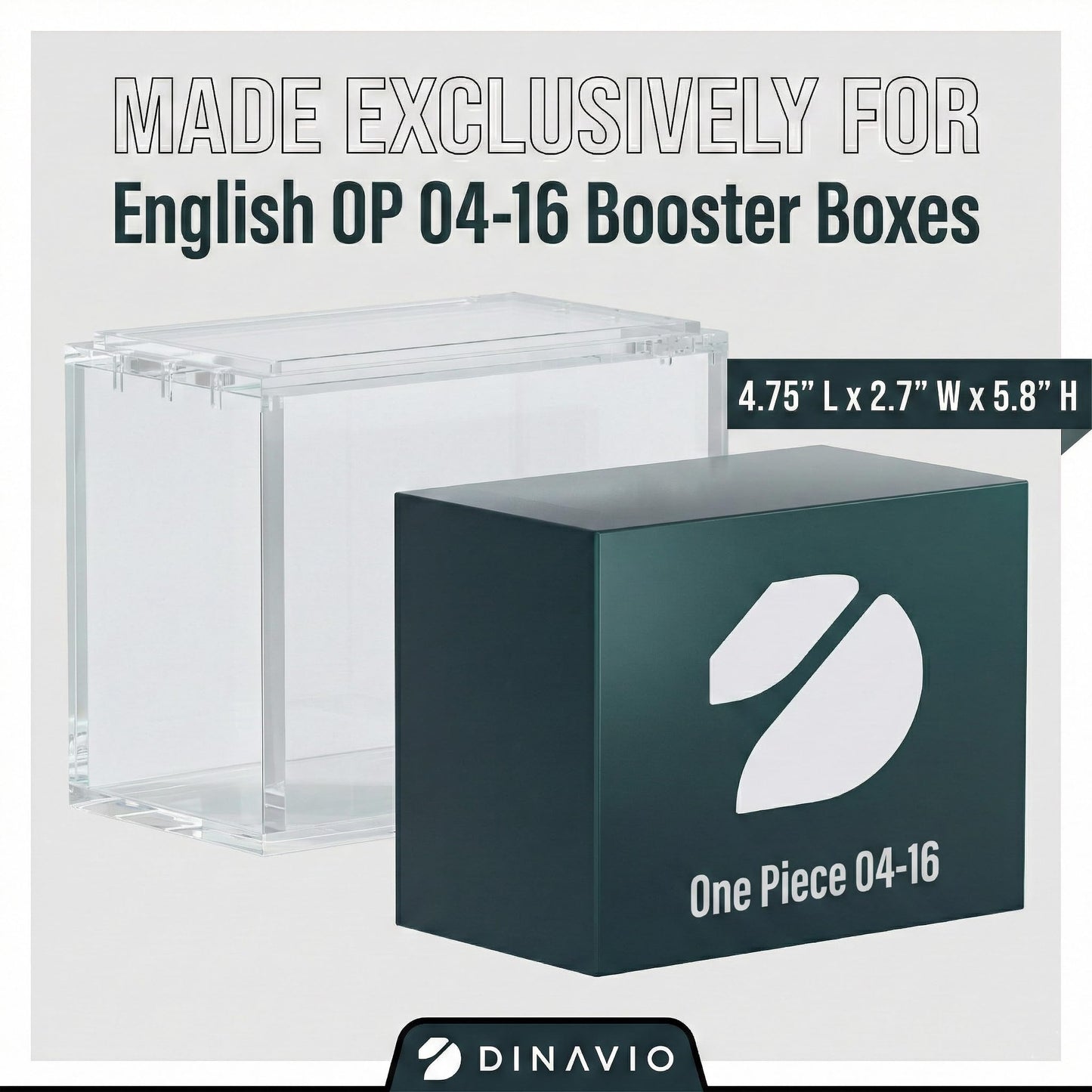 Dinavio Crafthouse One Piece Booster Box Acrylic Display Case Stackable - UV Protection with N52 Strong Magnets - Clear TCG Protector - Compatible