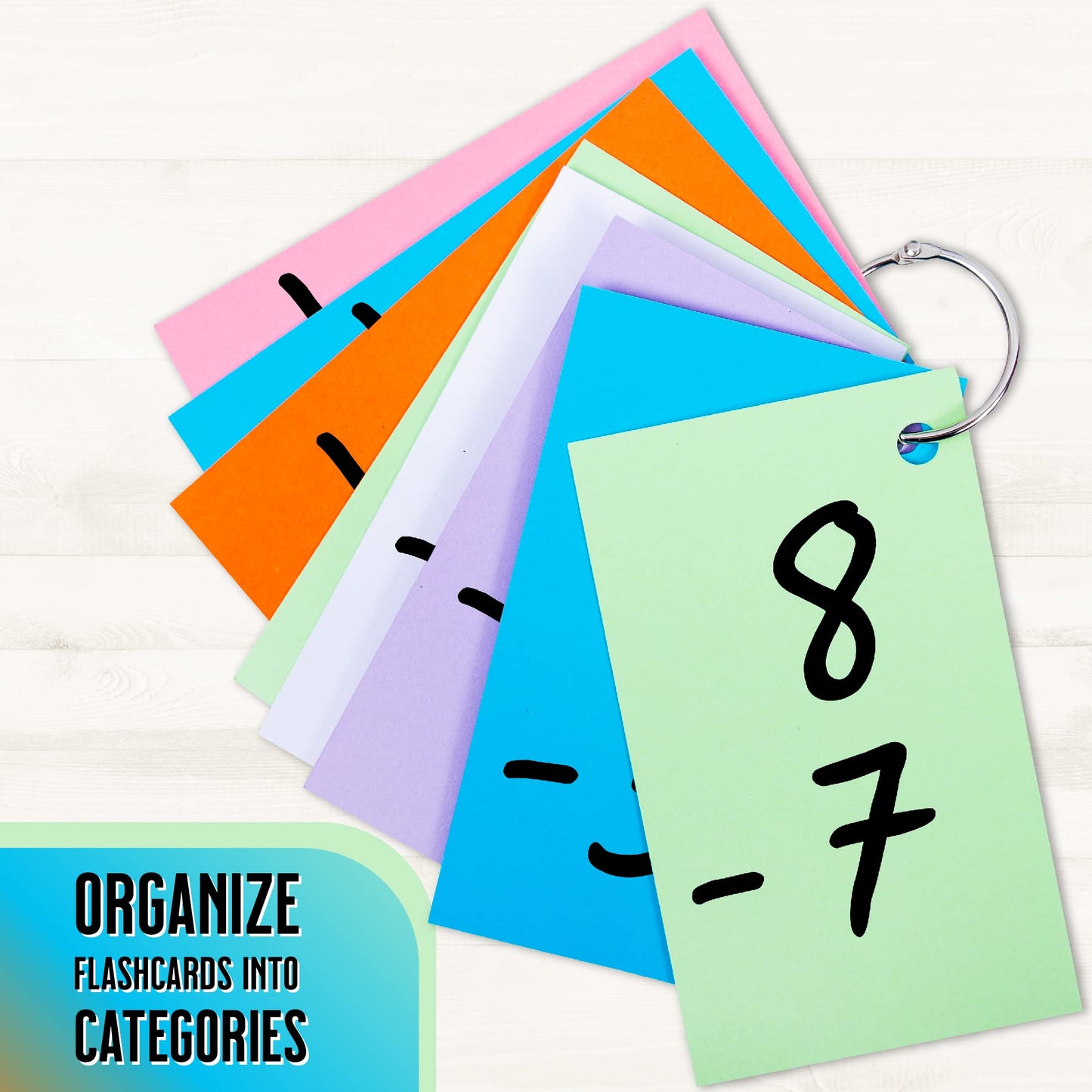 Hapinest 1000 Blank Flash Cards Colored Index Cards 3x5 w/20 Binder Rings, Unruled Unlined Index Cards with Ring, Hole Punched Notecards Flashcards