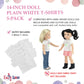 Emily Rose 14.5 Inch Doll Clothes 5-Pack Bright White T-Shirts - Gift Boxed | USA Brand | Great Crafting Girl Kid Party Activity | Plain Tees Fit 14”