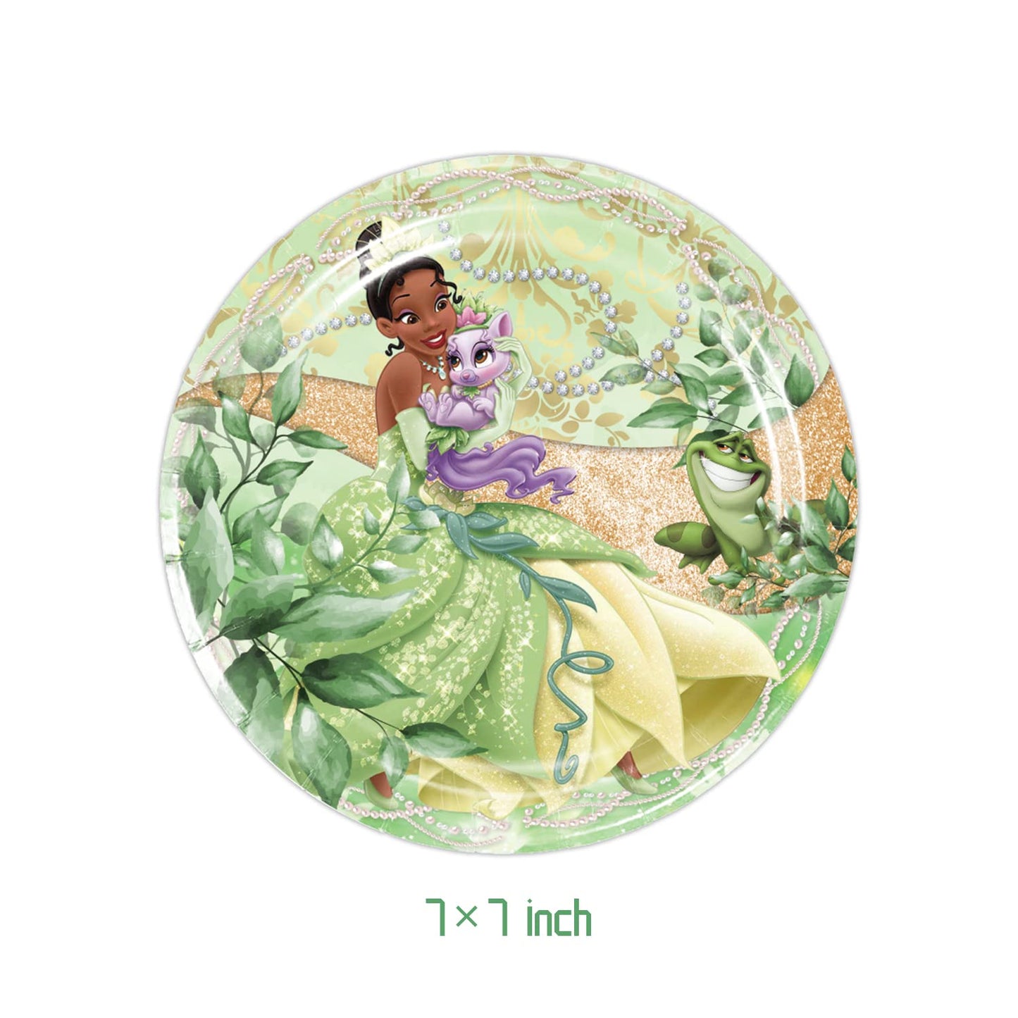 WETIM 40pck Princess Tiana Party Supplies include 20 plates, 20 napkins for the Princess Tiana birthday party decorations