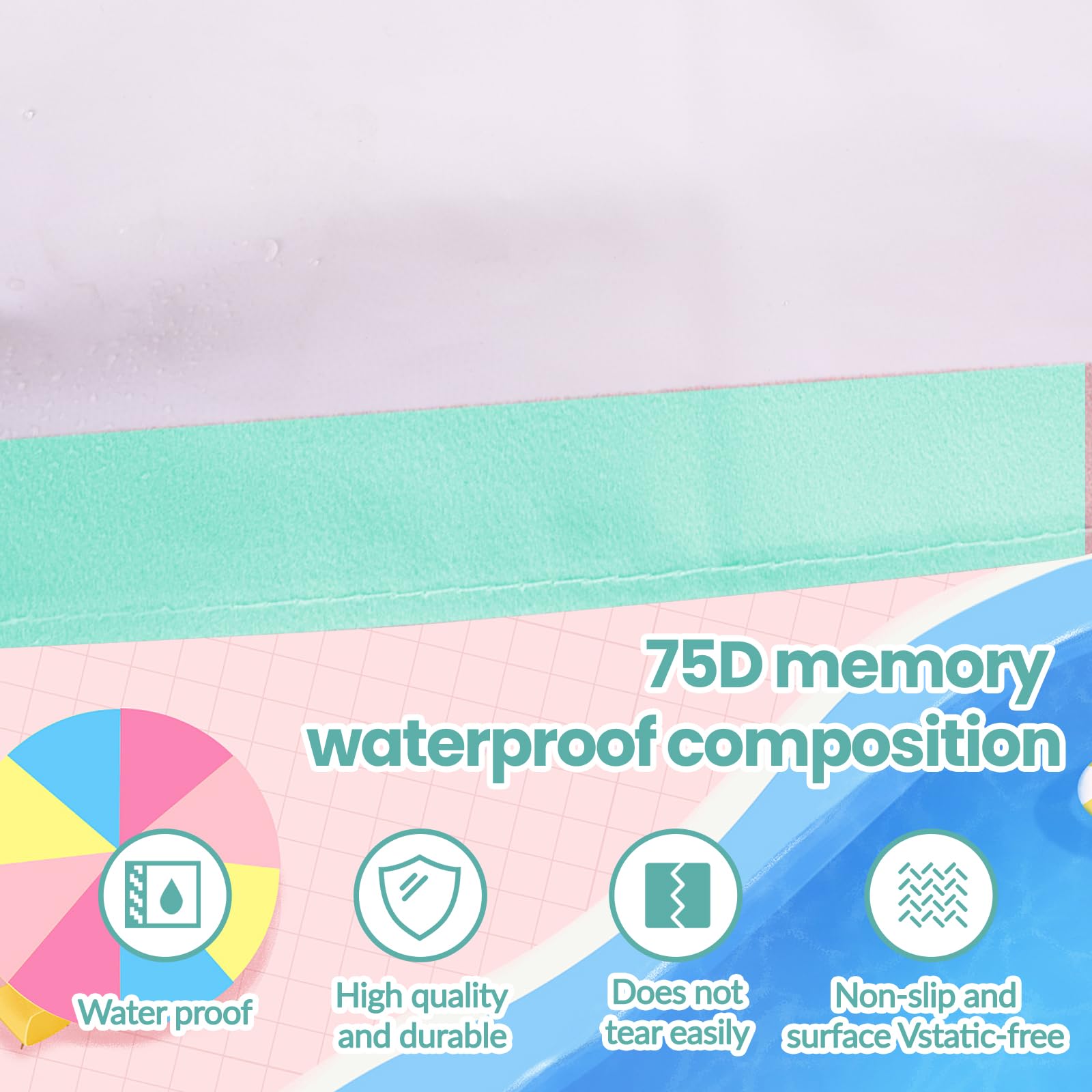 2 in 1 Beach Puddle/Beach Mat,6.5 x 6.5 ft Beach Pool with 8 Bags Waterproof Carrying Bag,Waterproof and Skin-Friendly Material Beach Puddle Green