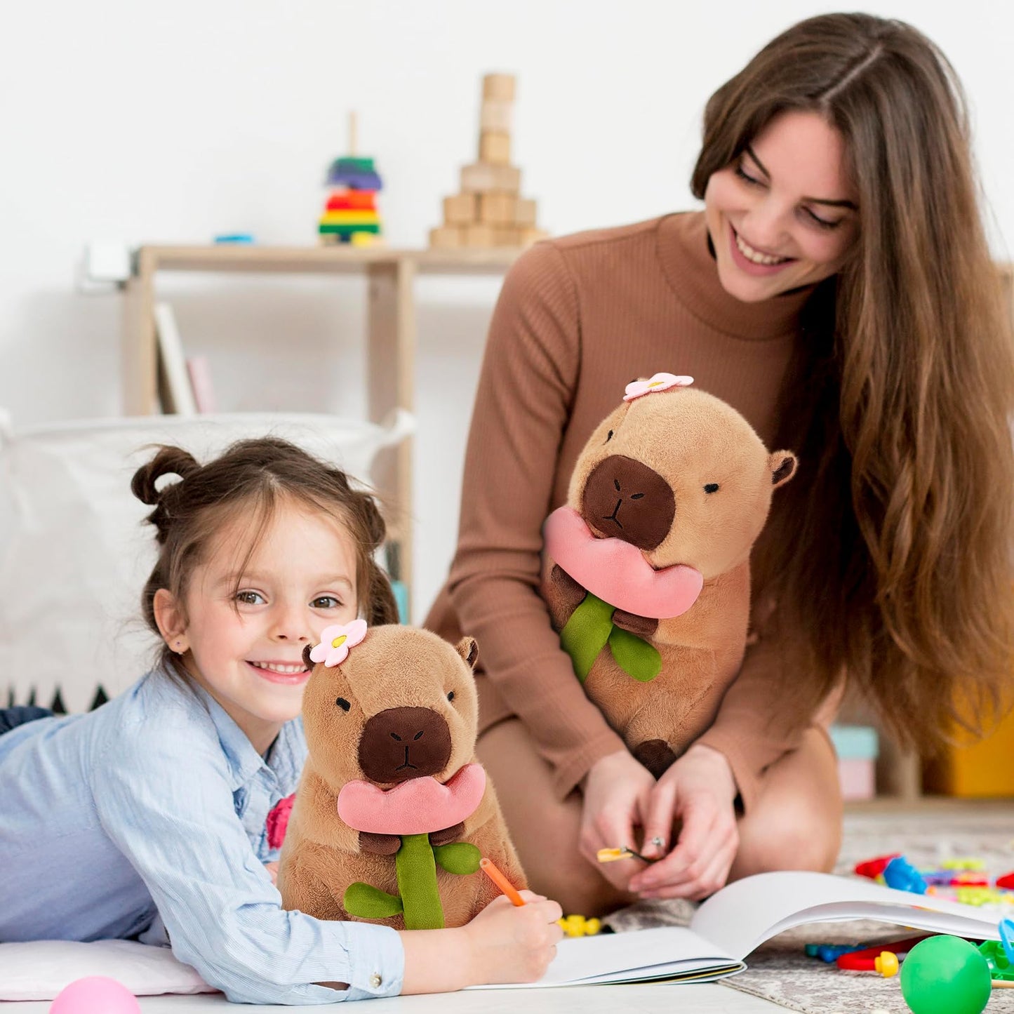 Achwishap Capybara Plush,Cute Plushies Capybara Stuffed Animals,Capybara Plush Toys,Kawaii Plushie Stuffed Toy with Flower Plushies Gifts for Kids