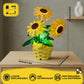 Sunflower Building Set with Motion Sensing LED Light- 465 PCS Botanical Collection Potted Plant Compatible with Lego, Artificial Flower Blocks