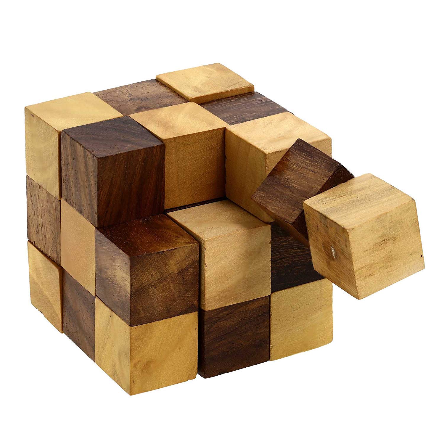 TOSQP27 Wooden Puzzle Brainteaser Snake Cube Handmade Adult Gifts -Brain Teasers Toy Intelligence Game -Intelligence Developing and Stress Relief Toy
