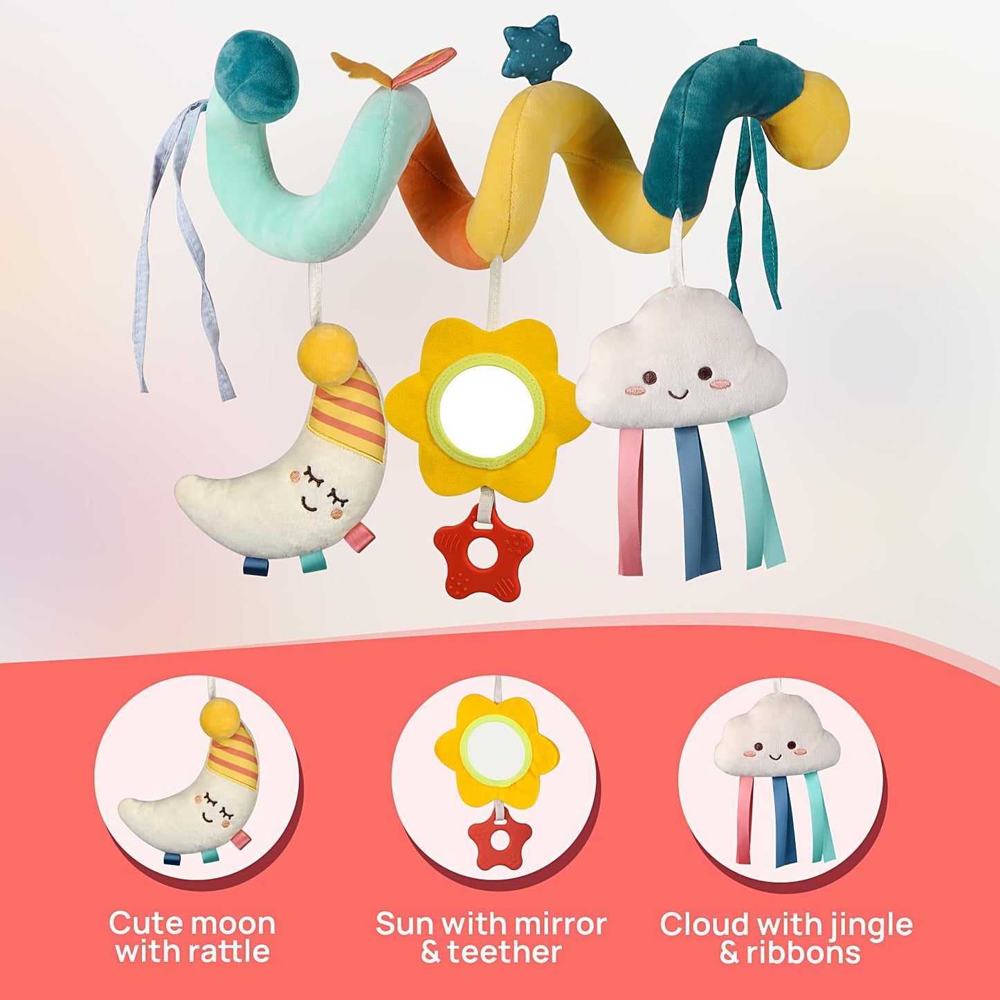 Car Seat Toys Infant Toys 0-6 Months Newborn Toys, Stroller Toys Baby Toys 0-3 Months, Baby Toys 0-6 Months for Crib Mobile Bassinet with Rattles