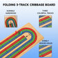 GSE Games & Sports Expert Wooden Folding 3-Track Color Coded Travel Cribbage Board with 6 Plastic Pegs, Wooden Travel Portable Cribbage Board Game Set