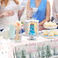 Dydamud Winter Woodland Plastic Tablecloth - 3pcs Rectangle Table Cover for Baby Girl's Cold Outside Baby Shower & Birthday Party Decorations