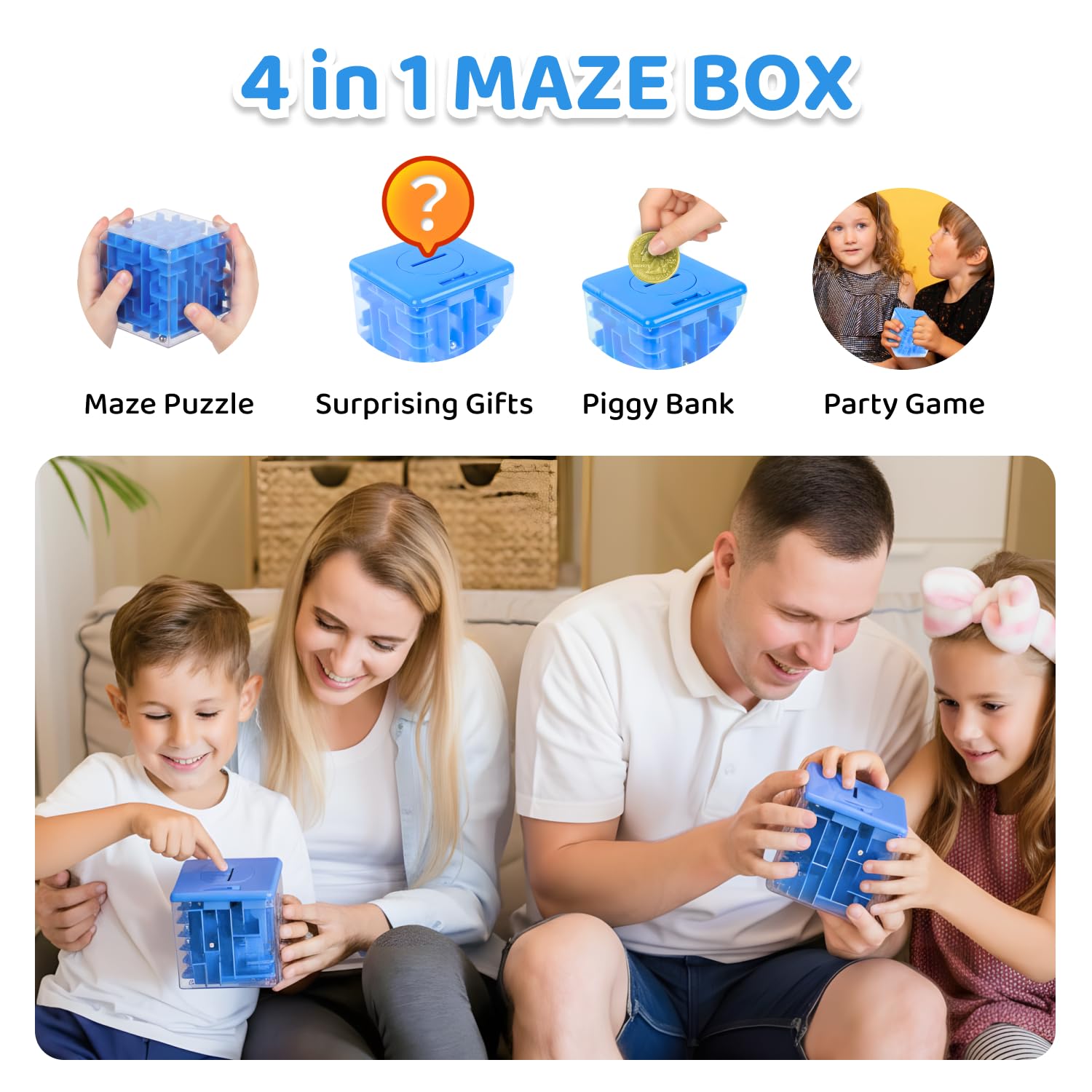 Money Maze Puzzle Boxes Blue, Money Gift Boxes for Cash Pop Up, Money Puzzle Box for Cash Gift Kids Adults