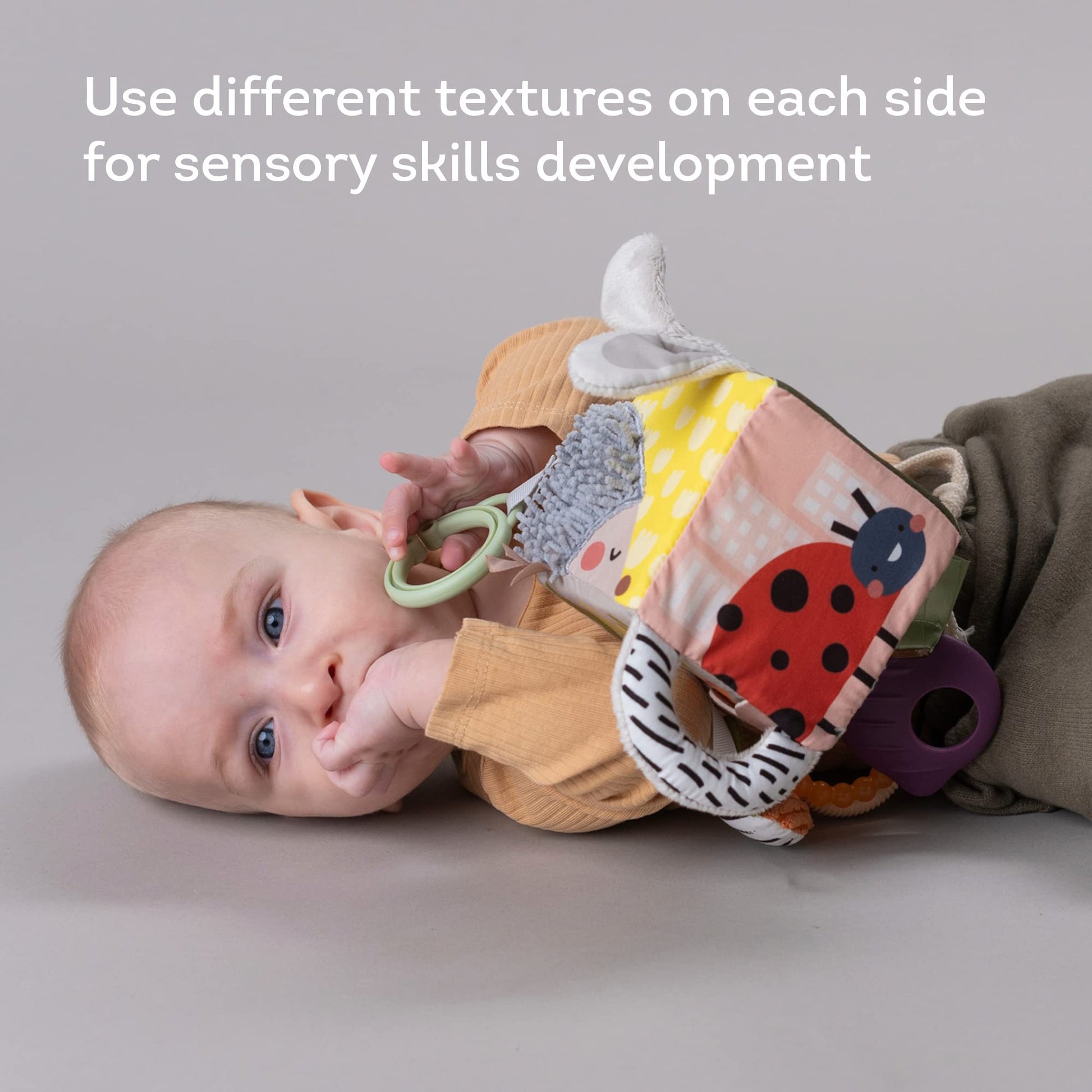 Taf Toys Activity Cube, Newborn & Baby Developmental Activity Toy. Use on Strollers, Bassinets, Crib & Car Seats. with A Mirror, Teether. Curiosity