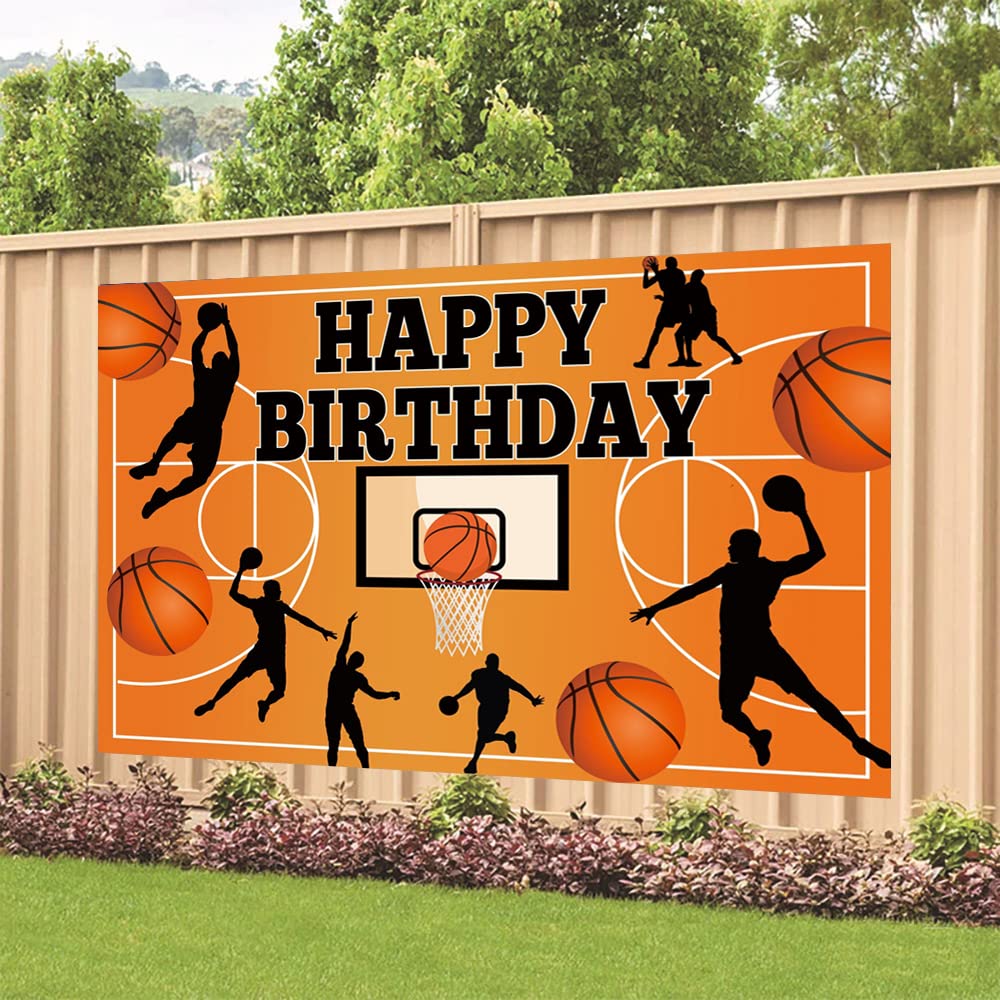 Basketball Themed Birthday Party Decoration Basketball Happy Birthday Backdrop Photo Background Banner Poster for Basketball Party Decorations Party
