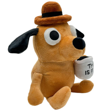 Tavashome This is Fine Dog Plush, 11" inches Sized, Funny Coffee Drinking Dog Stuffed Animal Action Figures Soft Dolls Meme Plushies, Xmas Birthday