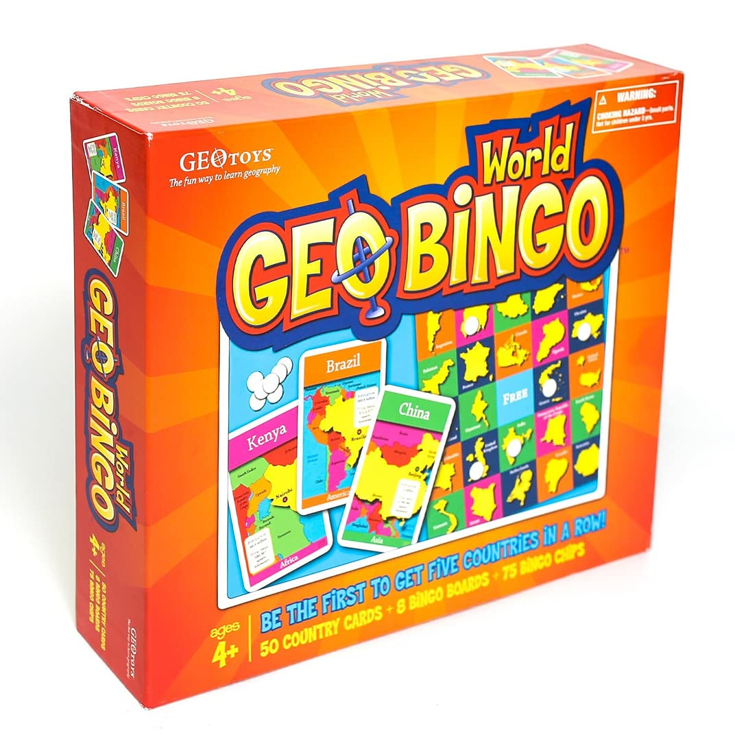 GeoToys GeoBingo, World Bingo for Kids Ages 4 and Up, Geography Game for Home, School or Camp - Fun Kids Educational Game, Bingo Games for Family
