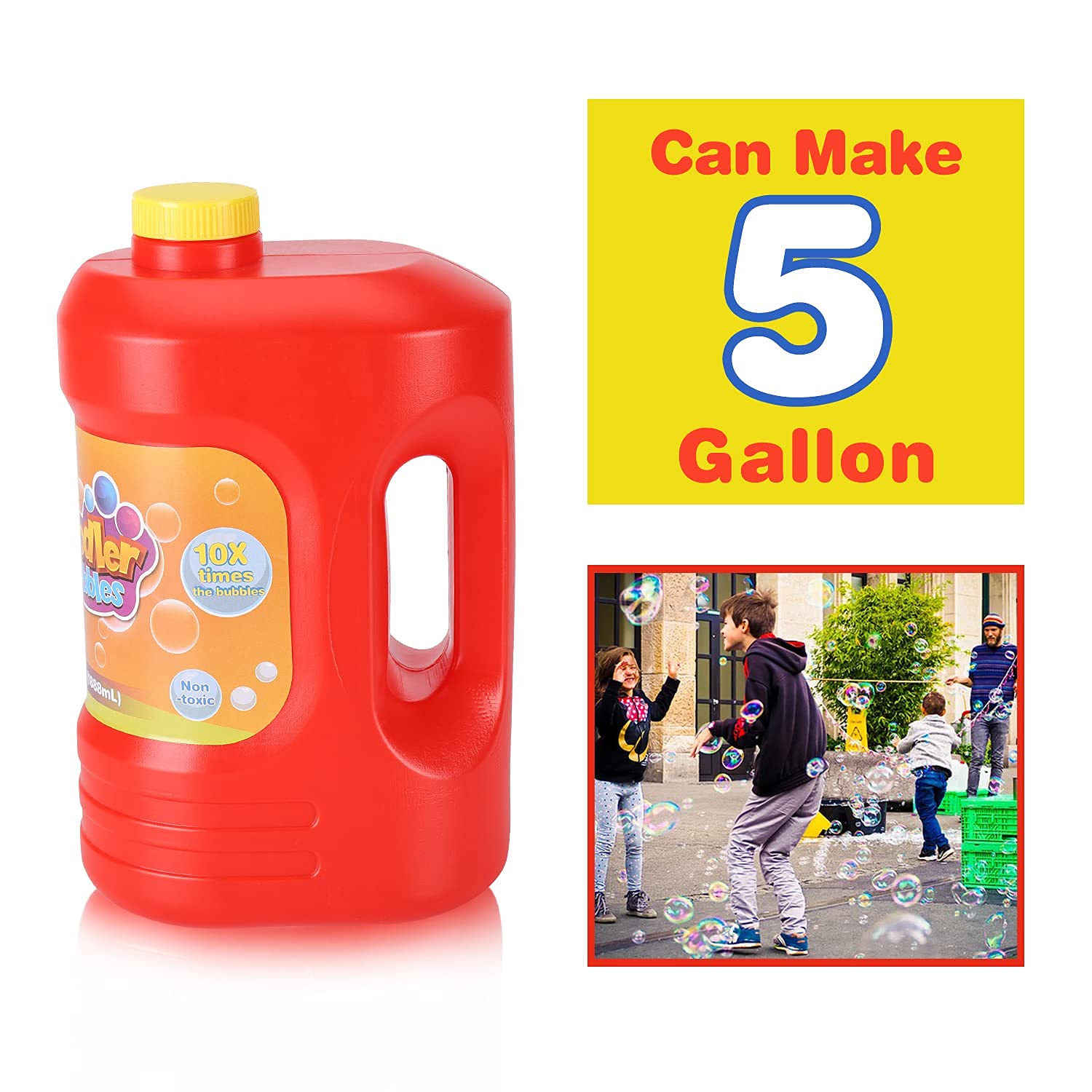 Minne Baby Kidoodler Bubble Solution 64 oz (Can Make 5 Gallon), Non-Toxic Bubble Solution Refill, Concentrated Bubble Solution for Bubble Machine