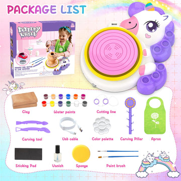Pottery Wheel for Kids, Arts and Crafts for Kids Ages 8-12, Complete Pottery Painting Craft Kit with Clay, Art Supplies for Kids Toys Girls Birthday
