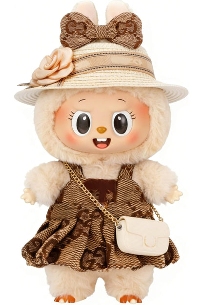 CiuZikGok Doll Clothing Set (No Doll), Cute Cropped Straw Hat, Crossbody Bag, Dress, Suitable for 15-17cm Dolls, Outfit Accessory Set for Unique
