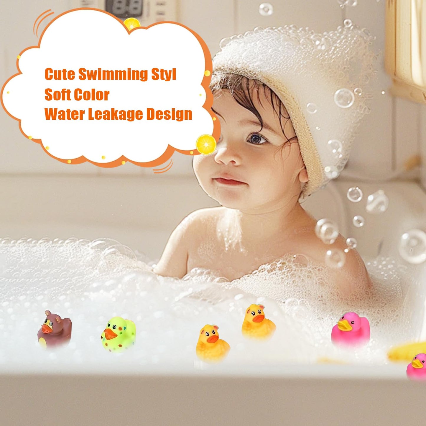 LINICE 30 Pcs Rubber Ducks, Random Assortment Ducks Bulk, Mini Rubber Duckies for Toddler Baby Bath Toys, Kids Bath Pool Toys Birthday Gifts Party