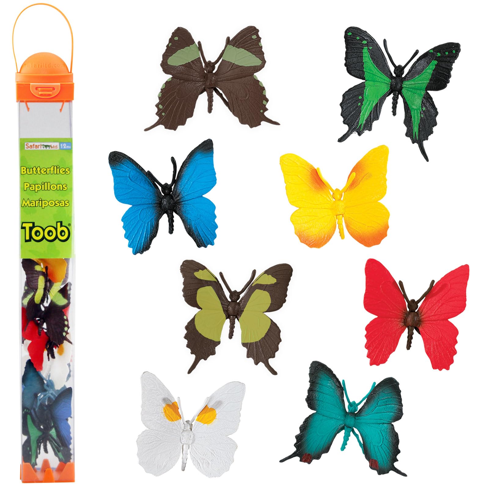 Safari Ltd. Butterflies TOOB - Figurines of Red Glider, Swallowtail, Orange & White Sulphur, Evenus Regalis, Papilio Garleppi & More - Educational Toy
