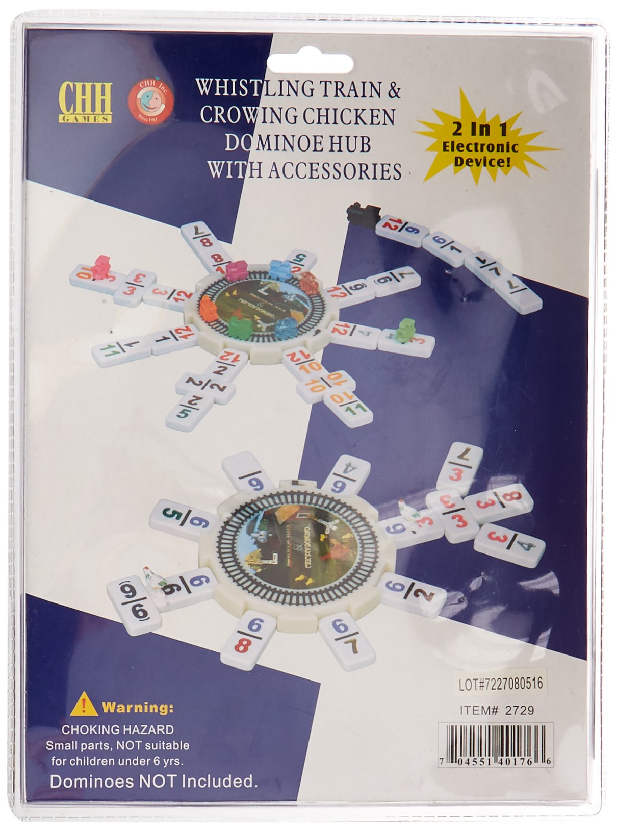 CHH 2 in 1 Domino Hub - Train and Chicken - Electronic Whistling Train and Crowing Chicken Sounds