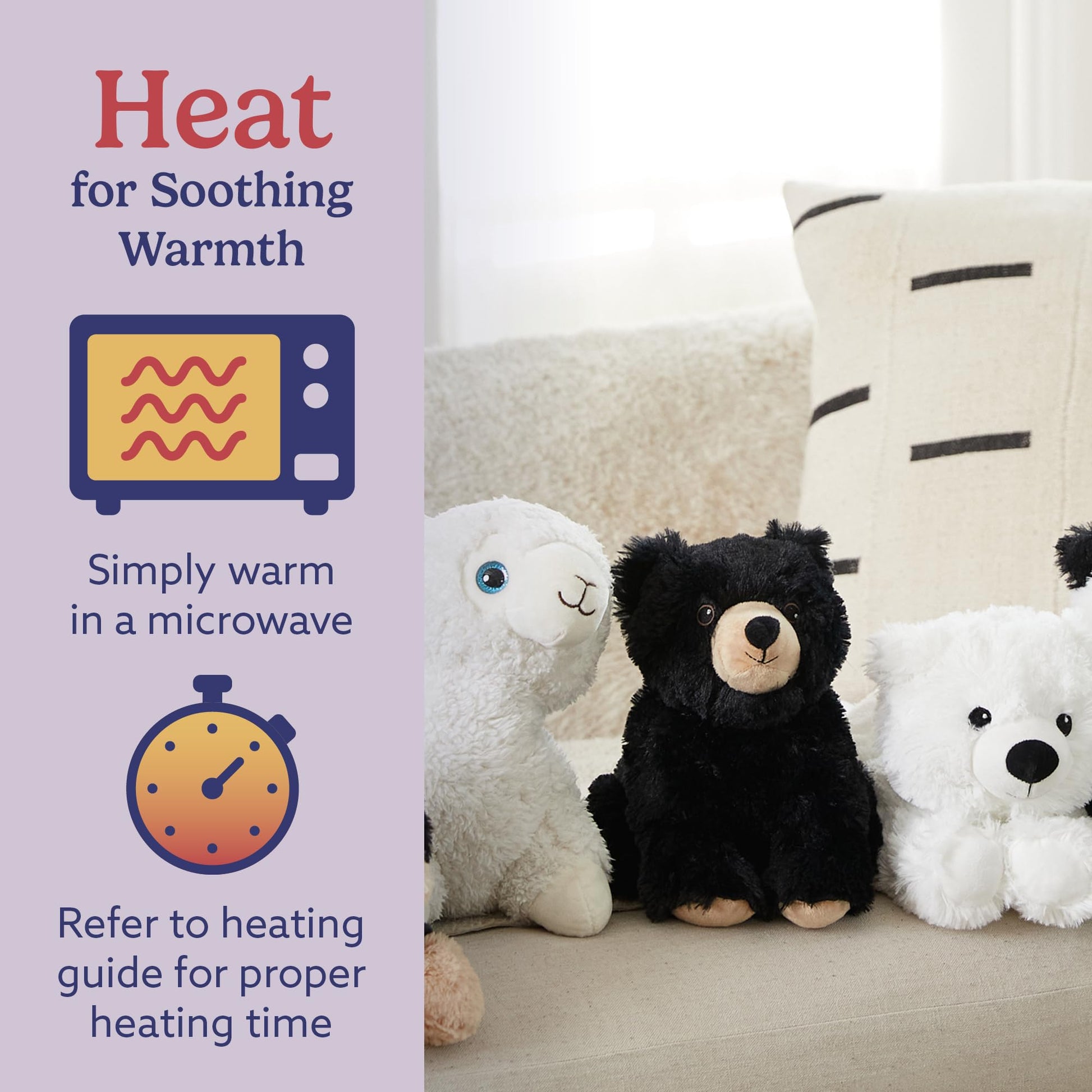 warmies Microwavable & Weighted Stuffed Animals, Black Bear - Microwavable Heat Therapy - Weighted Plushie Comfort - Stuffed Animal Heating Pad -