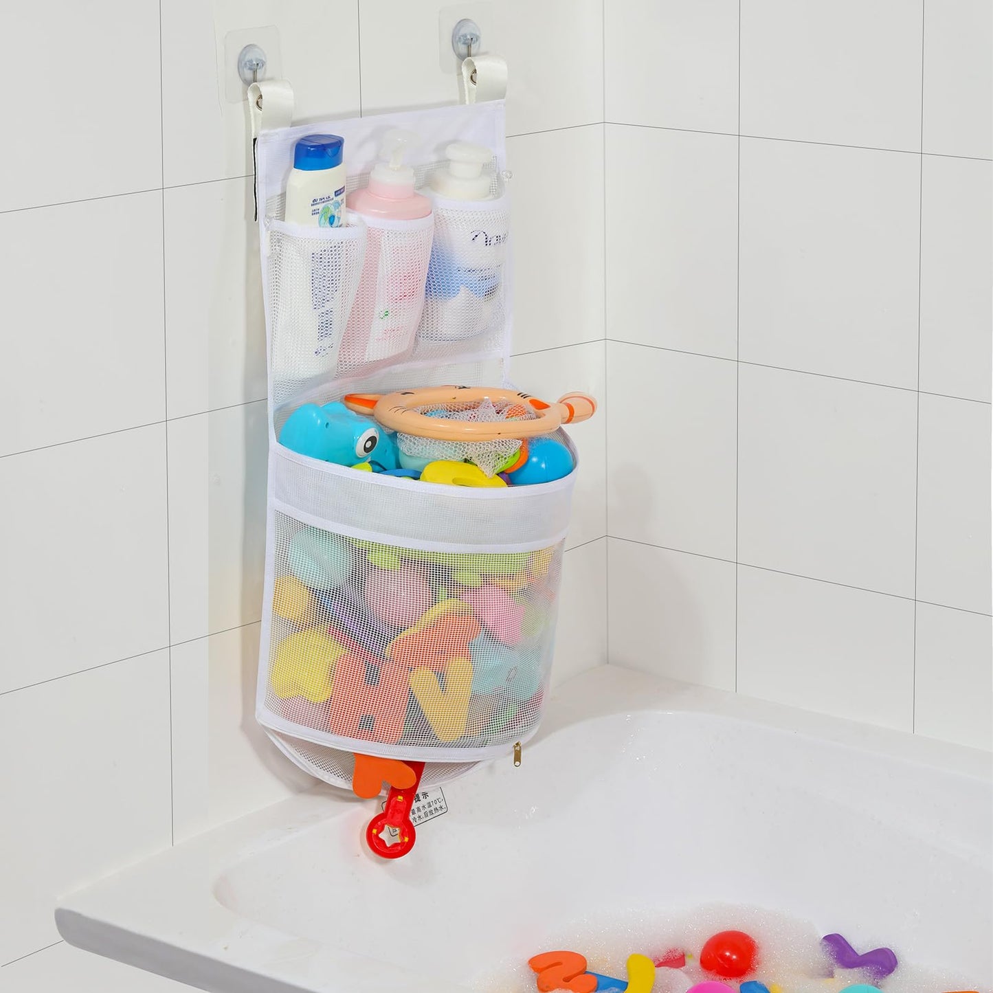 Ligereza Baby Bath Toy Organizer, quick drying? and mould proof, Multiple-Suspension Bath Toy Holder, Large Capacity Multi Use Bathtub Toy Storage