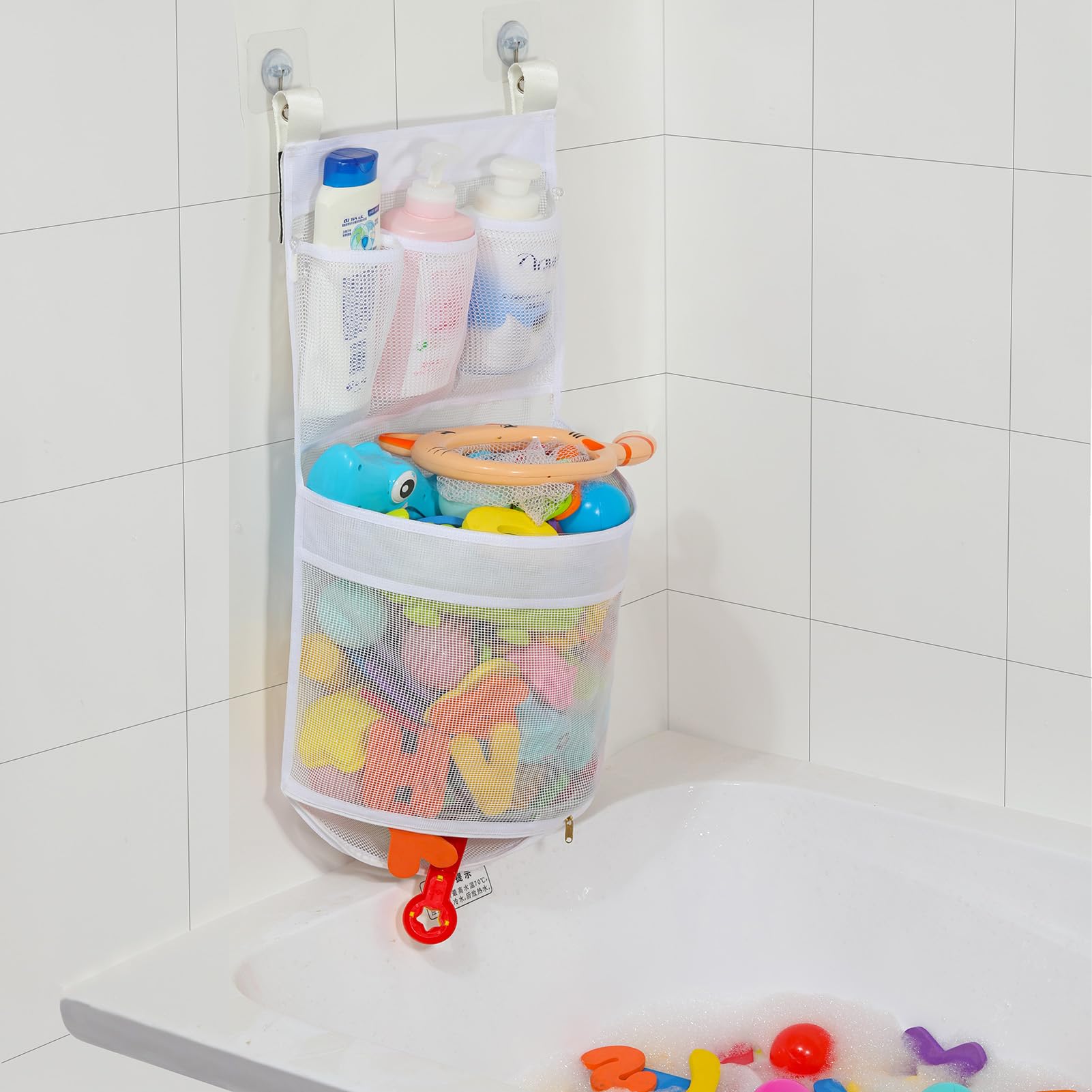 Ligereza Baby Bath Toy Organizer, quick drying? and mould proof, Multiple-Suspension Bath Toy Holder, Large Capacity Multi Use Bathtub Toy Storage
