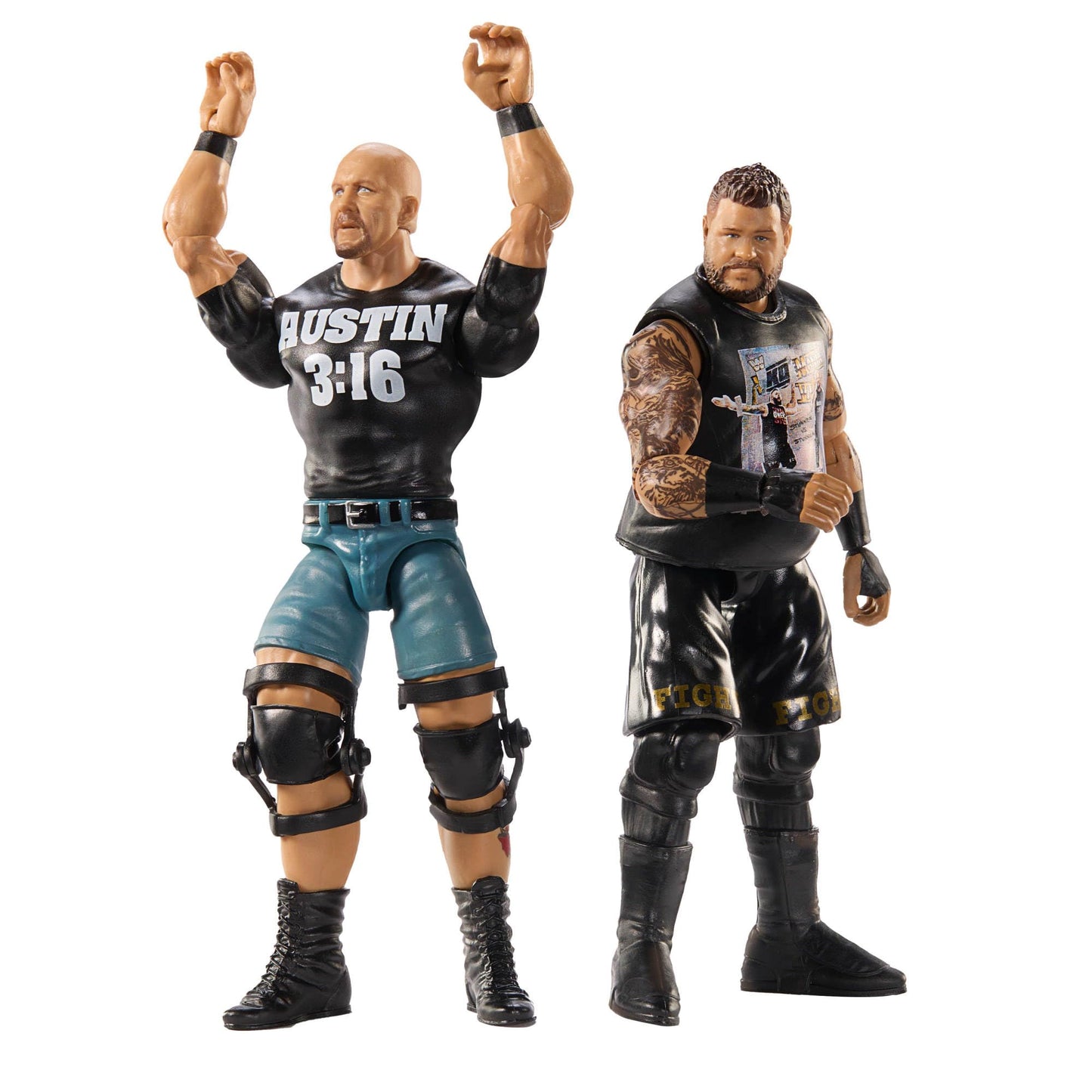 Mattel WWE Main Event Championship Showdown 2-Pack Action Figures & Accessory, Series #20 “Stone Cold” Steve Austin vs Kevin Owens Collectible Set