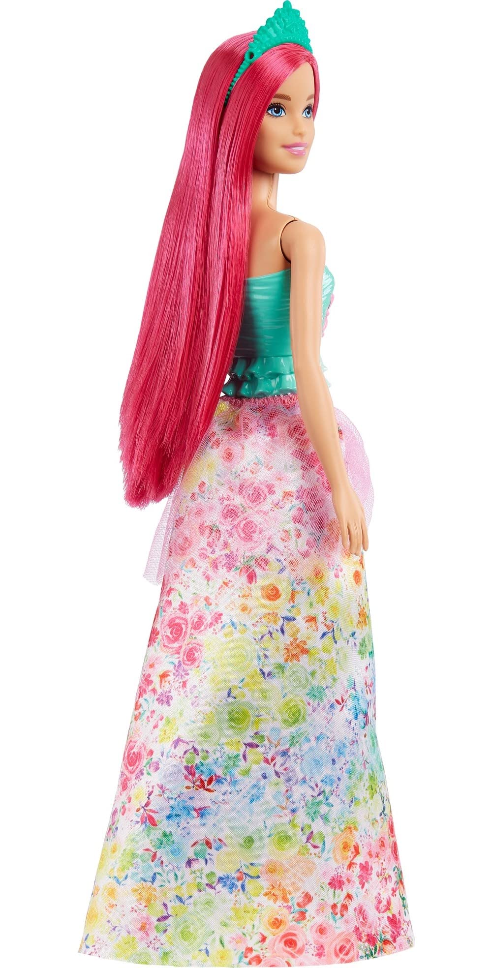Barbie Dreamtopia Royal Fashion Doll with Dark-Pink Hair & Sparkly Bodice Wearing Removable Skirt, Shoes & Headband Accessory