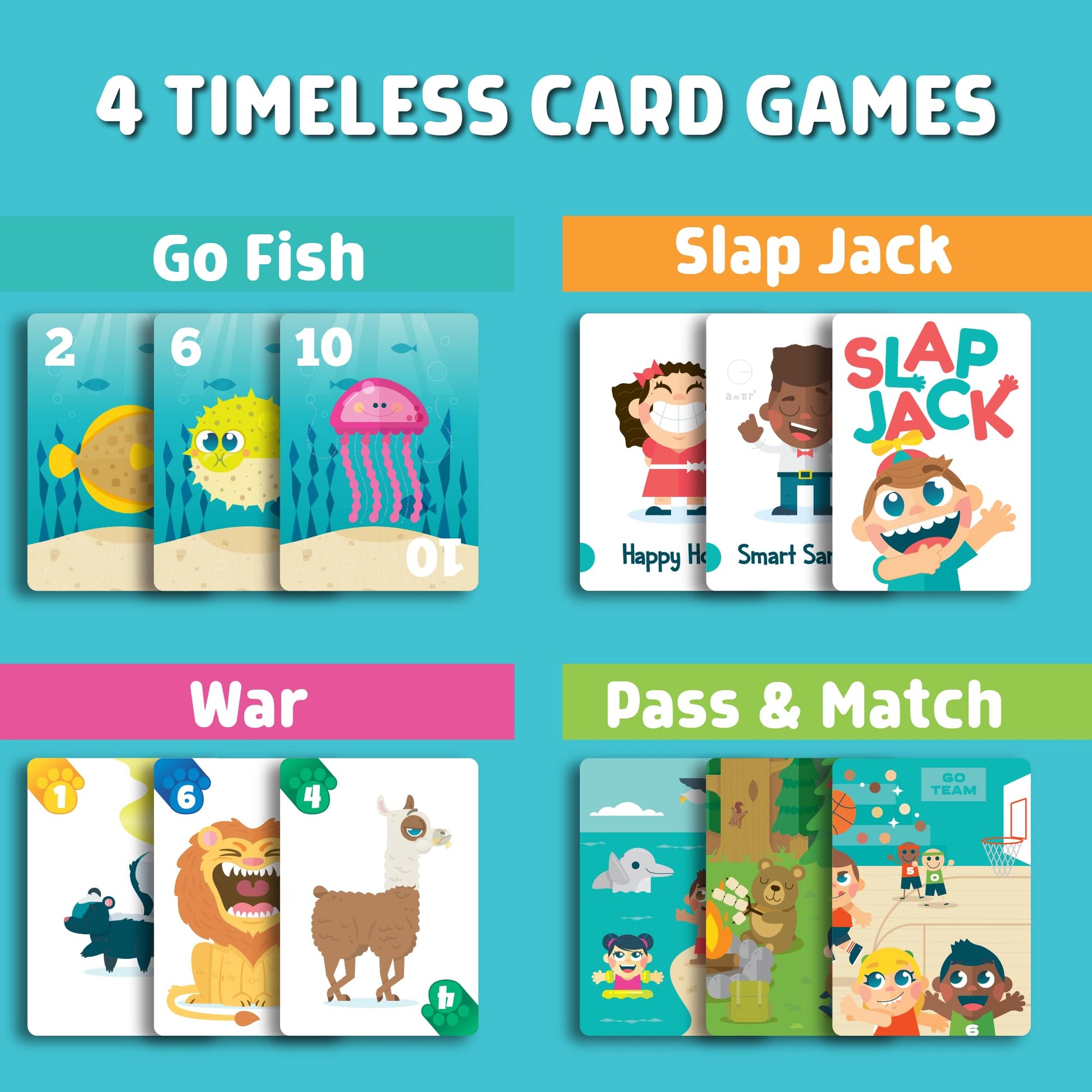 Chuckle & Roar 4pk Classic Card Games for Family Game Night