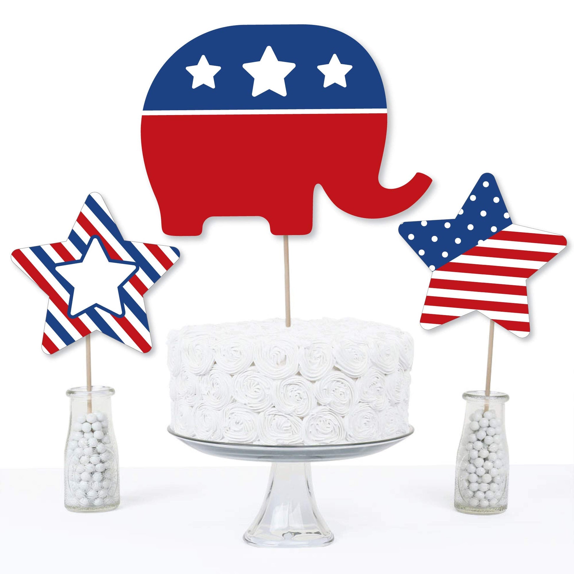 Big Dot of Happiness Republican Election - Political Party Centerpiece Sticks - Table Toppers - Set of 15