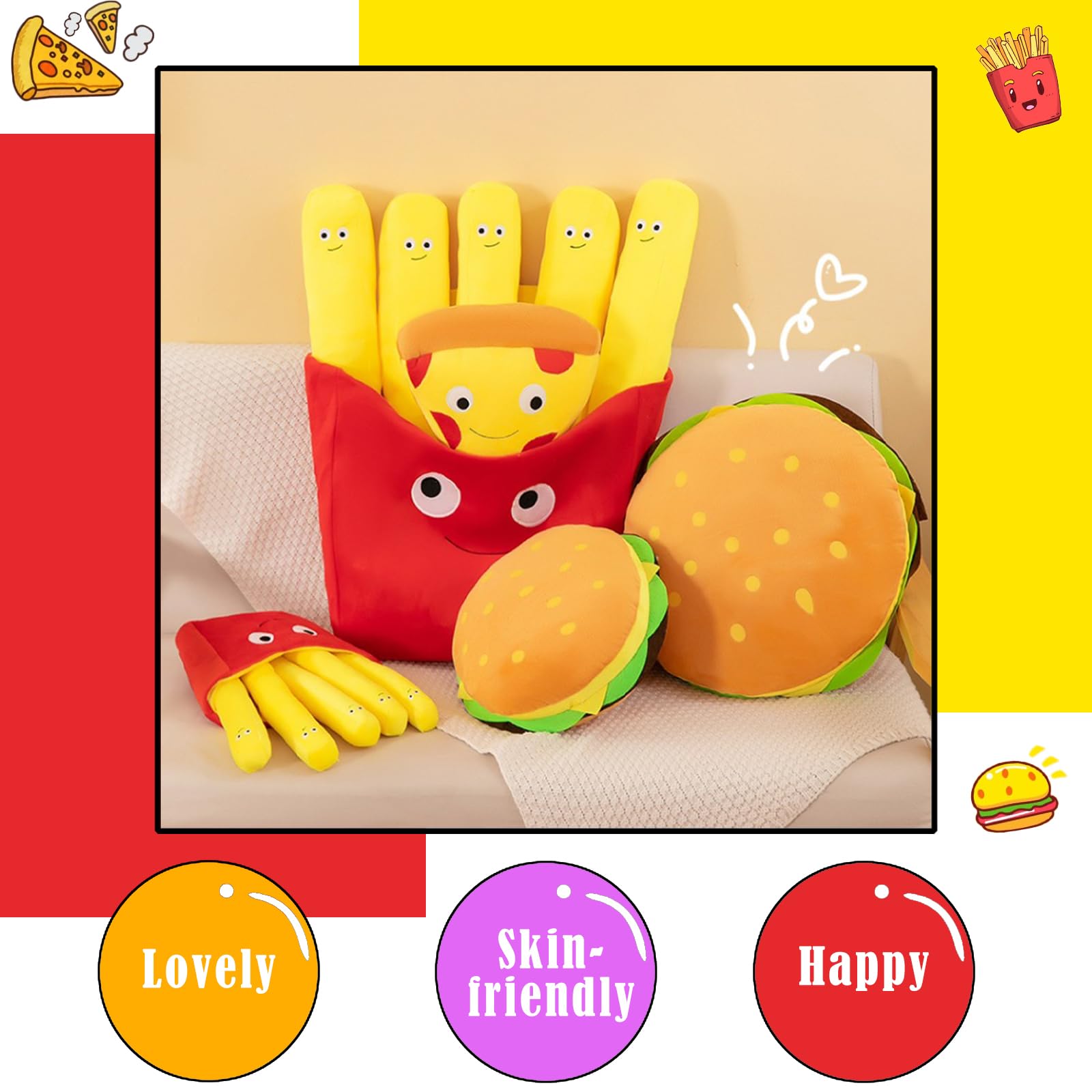 NILISWIEST Comfy French Fries Pillows Plush, Soft, Cuddly, and Irresistible for Family and Friends