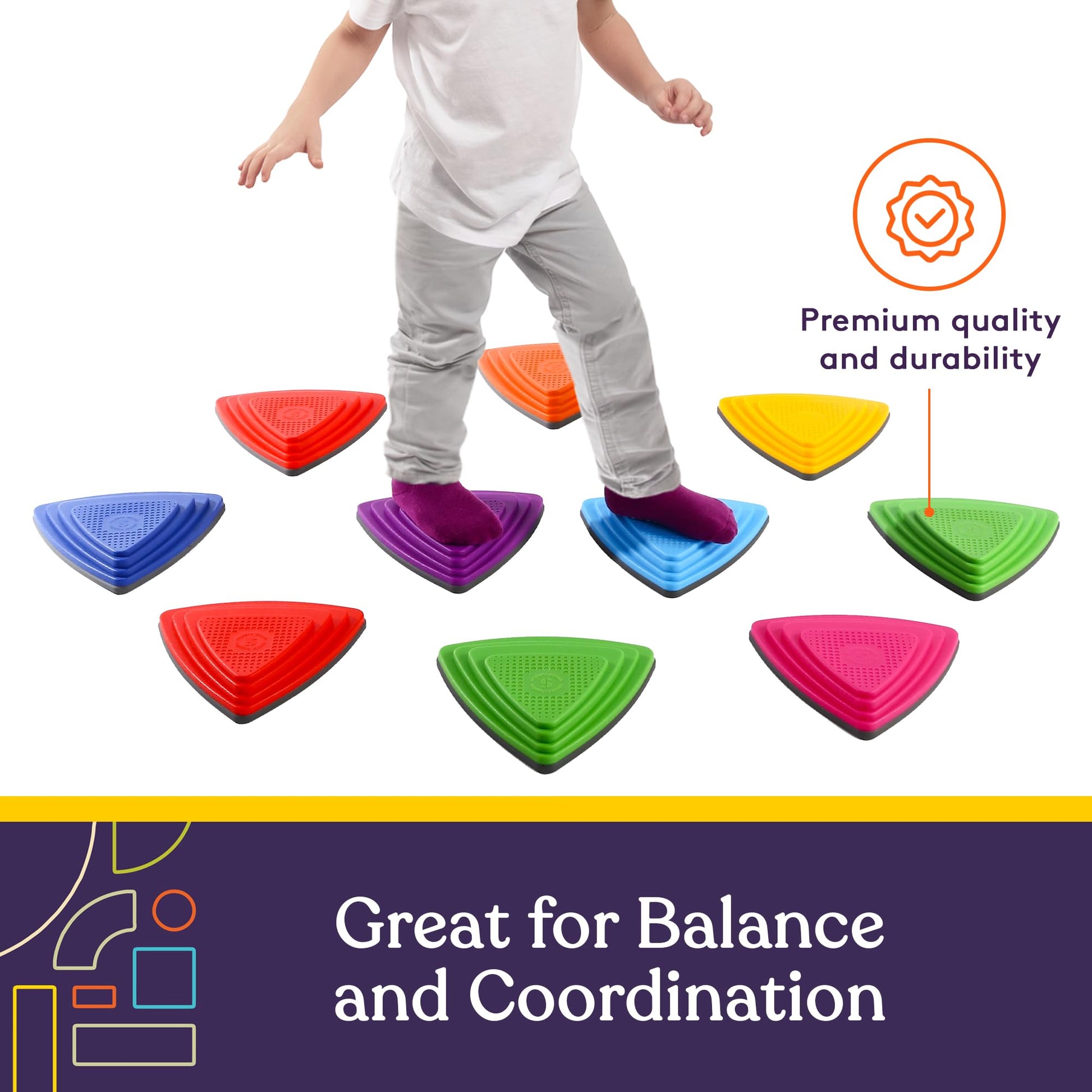 Special Supplies 10 Stepping Stones for Kids Indoor and Outdoor Balance Blocks Promote Coordination, Balance Strength Child Safe Rubber, Non-Slip