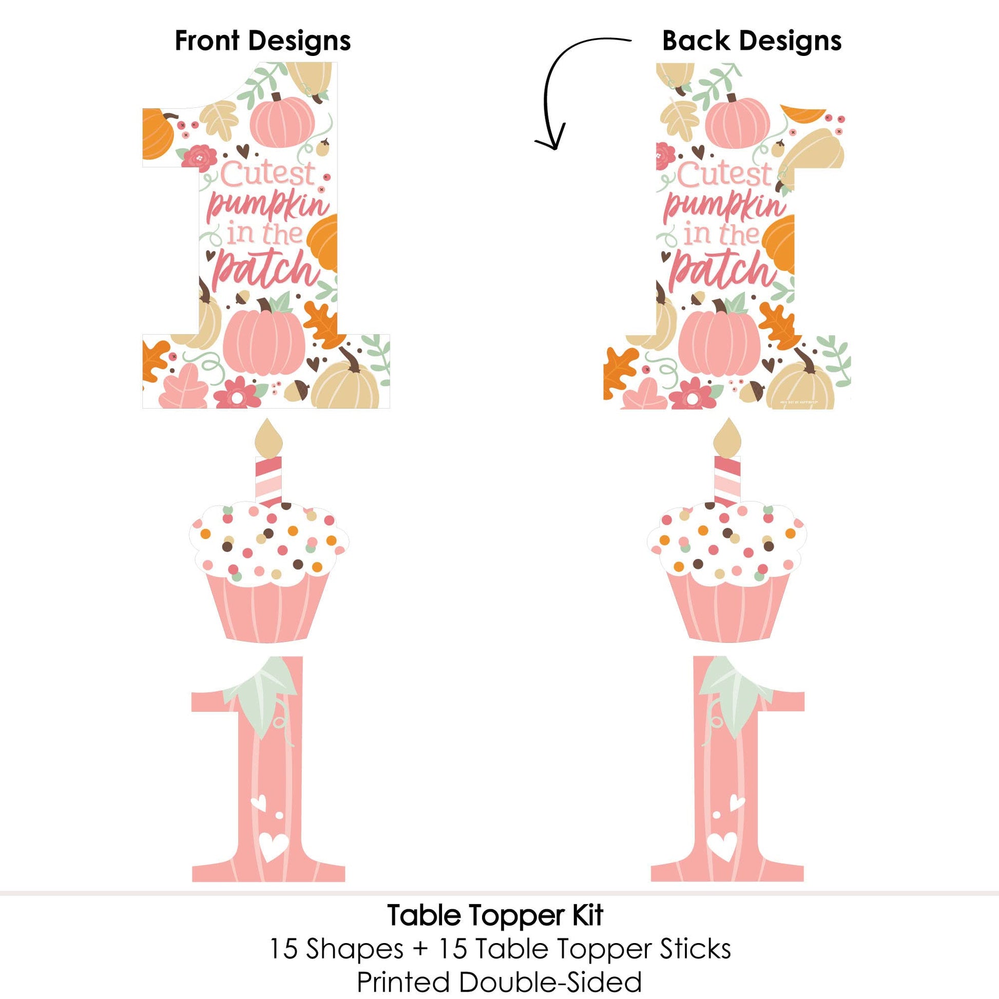 Big Dot of Happiness 1st Birthday Girl Little Pumpkin - Fall First Birthday Party Centerpiece Sticks - Table Toppers - Set of 15