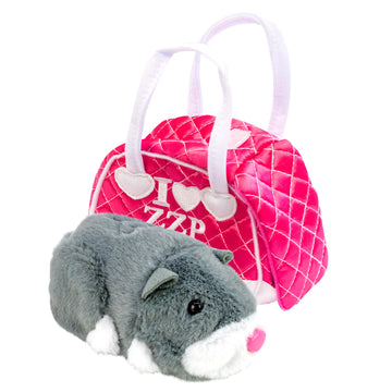 ZhuZhu City Hamster & Quilted Carrying Case - NumNums the Grey & White Interactive Hamster with 40+ Sounds & Endless Behaviors - Take Your ZhuZhu