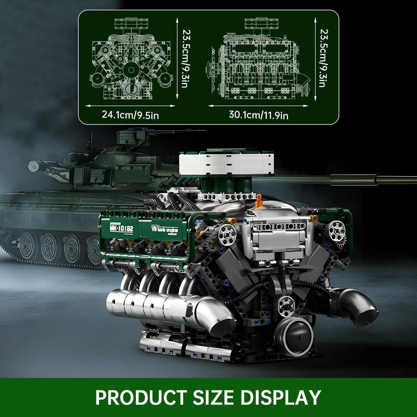 Mould King Tank V8 Engine Building Sets, 2250 Pcs Model Kit for Adults 14+