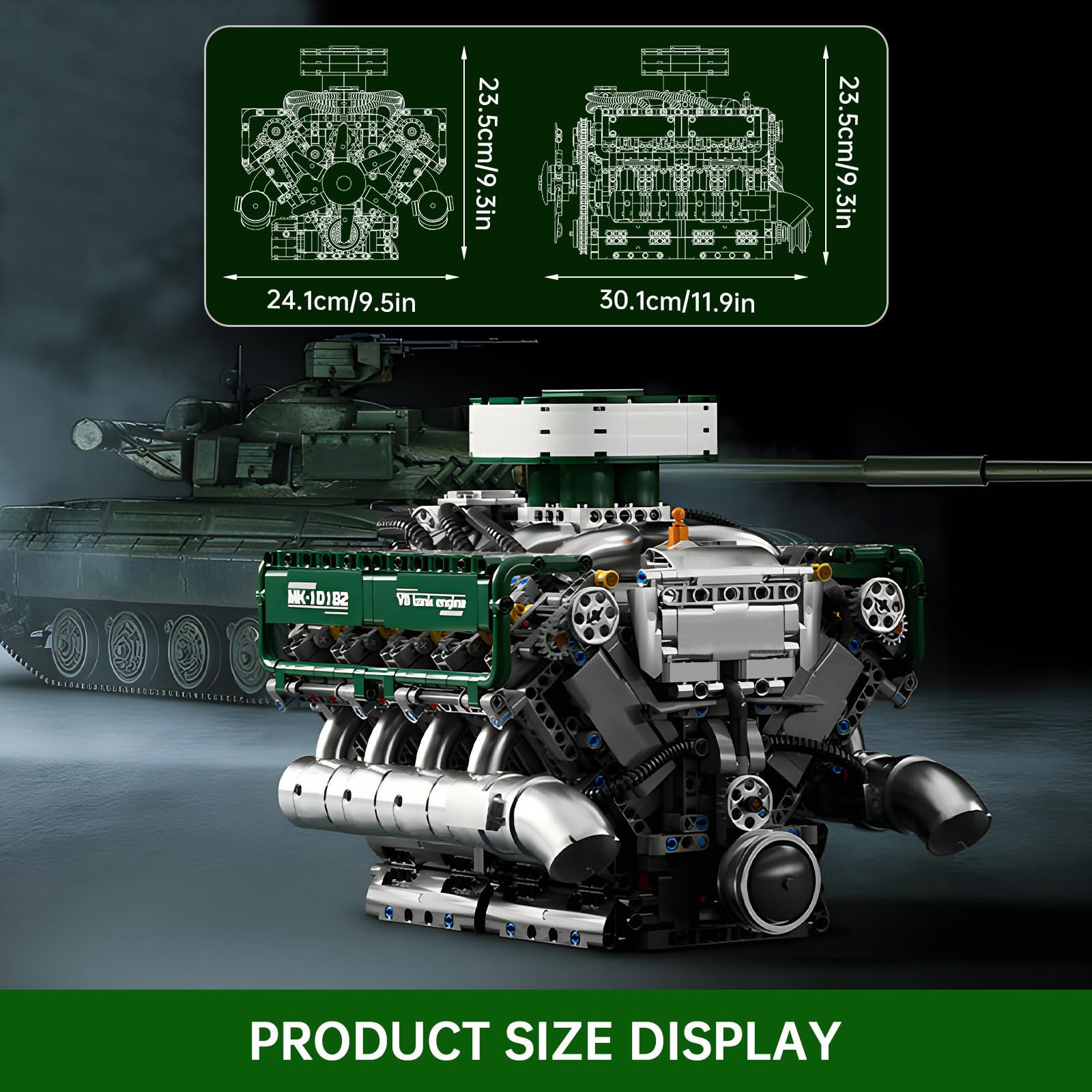 Mould King Tank V8 Engine Building Sets, 2250 Pcs Model Kit for Adults 14+