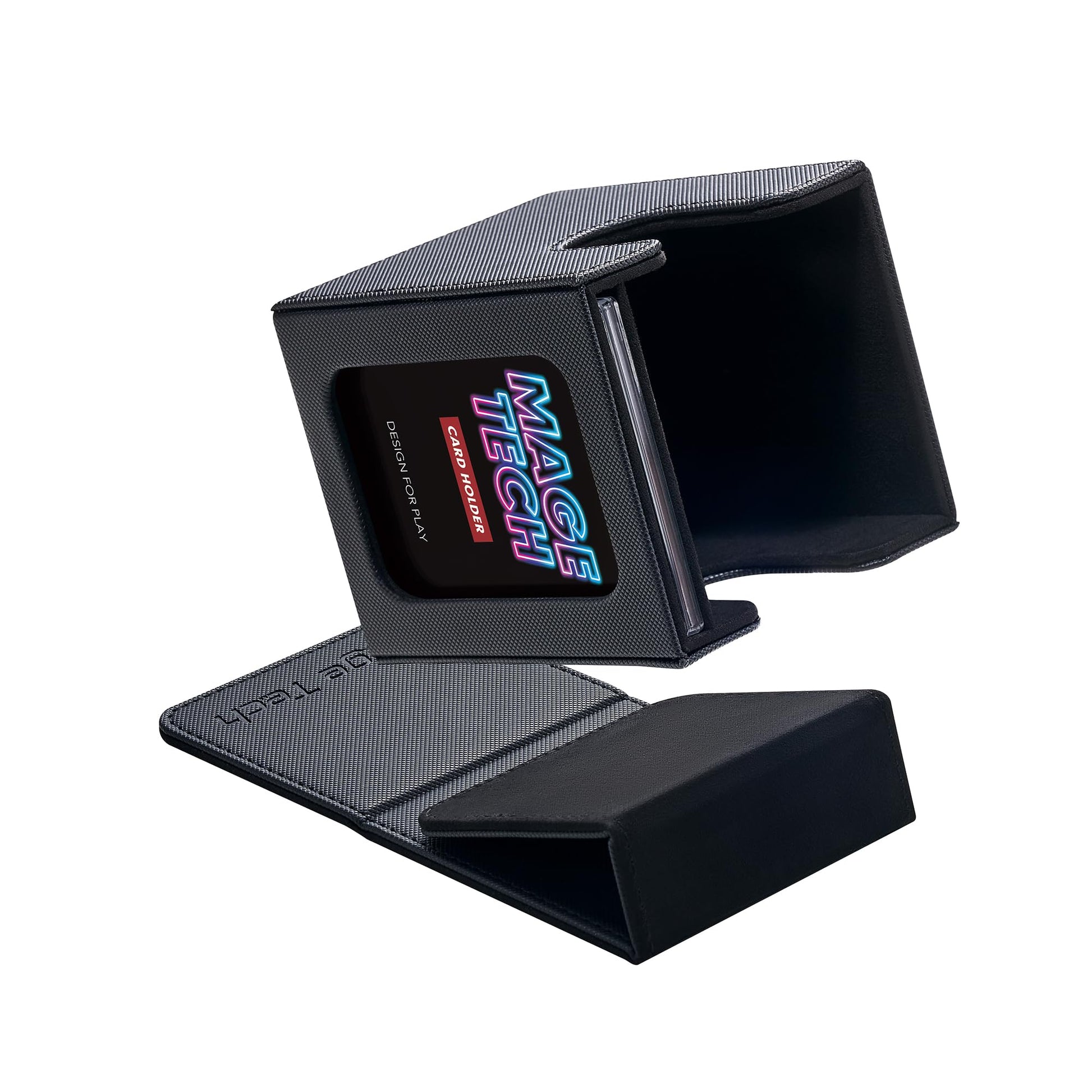 Mage Tech Commander Deck Box Lite - Card Display with Mini Snap Card Holder & Removable Cover, Fits 100+ Single-Sleeved Cards, Ideal for MTG, PTCG