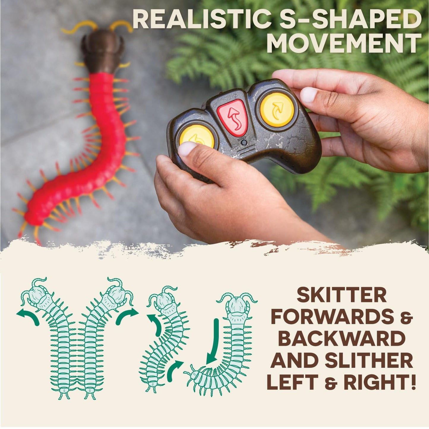 Terra by Battat - Remote Control Centipede Toy for Kids - RC Giant Scolopendra with LED Eyes - Electronic Arthropod Animal & Fast Moving Legs - 6