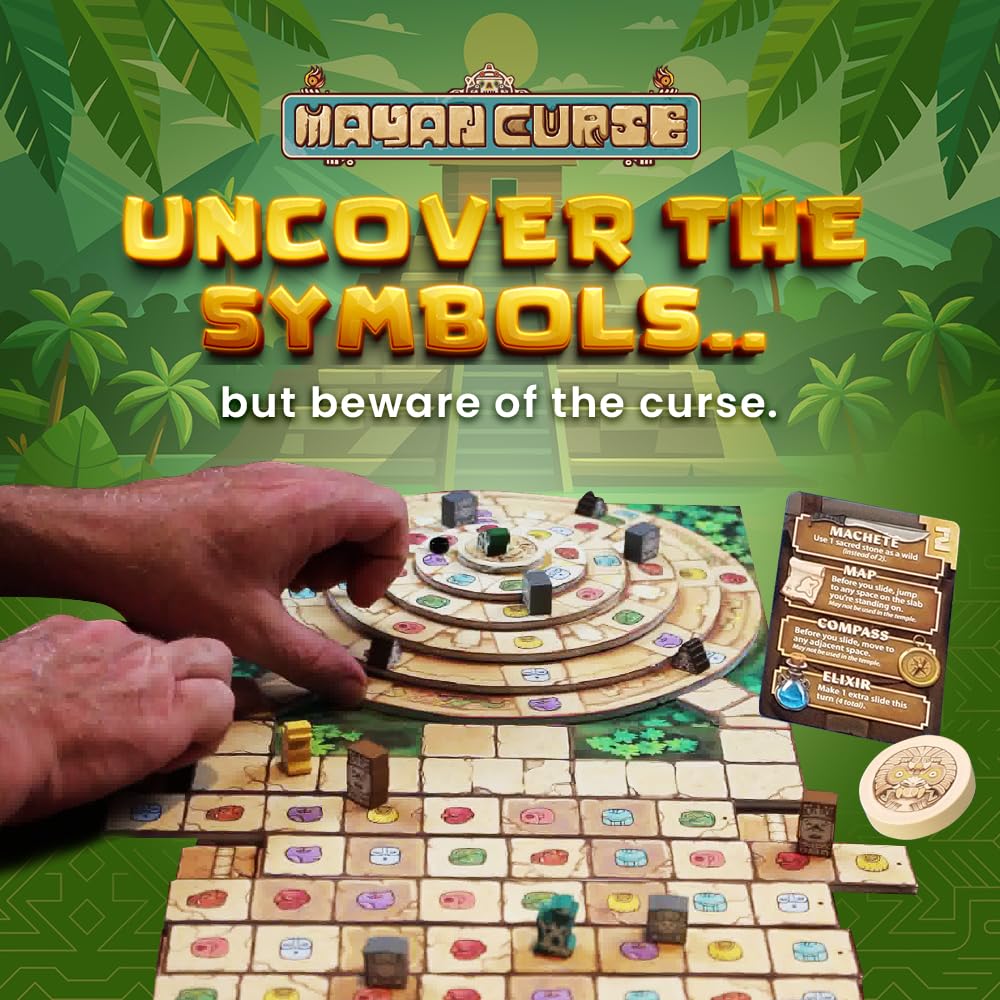 Crazy Like a Box Mayan Curse - Thrilling Puzzly Board Games for Adults & Kids, Strategic Family Games for Game Night, Party Game with Fantasy