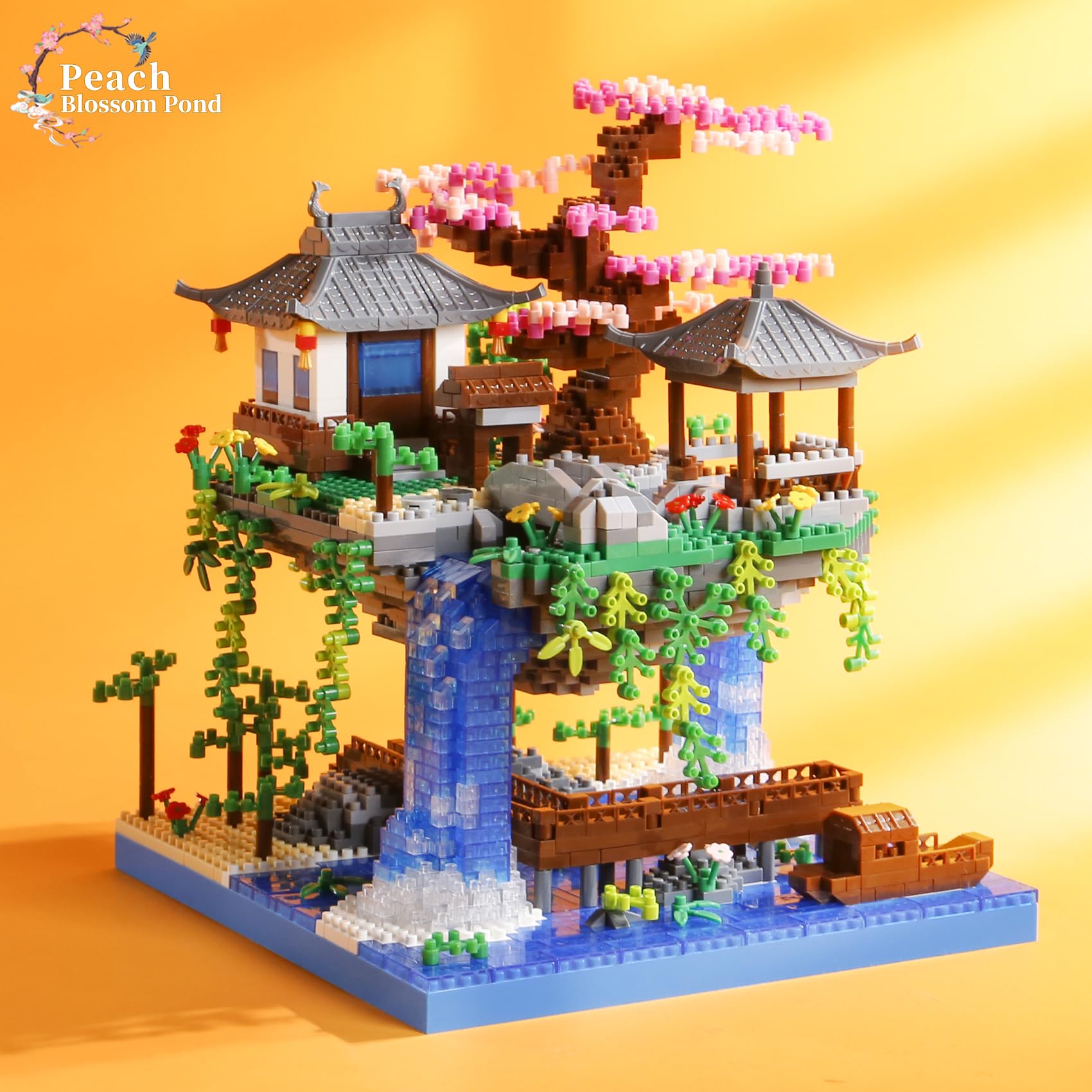 CAXIMSY Cherry Blossom Bonsai Tree House Building Block Sets 3320PCS Chinese Architecture of Peach Blossom Micro Mini Building Set Toy Gift for Kids