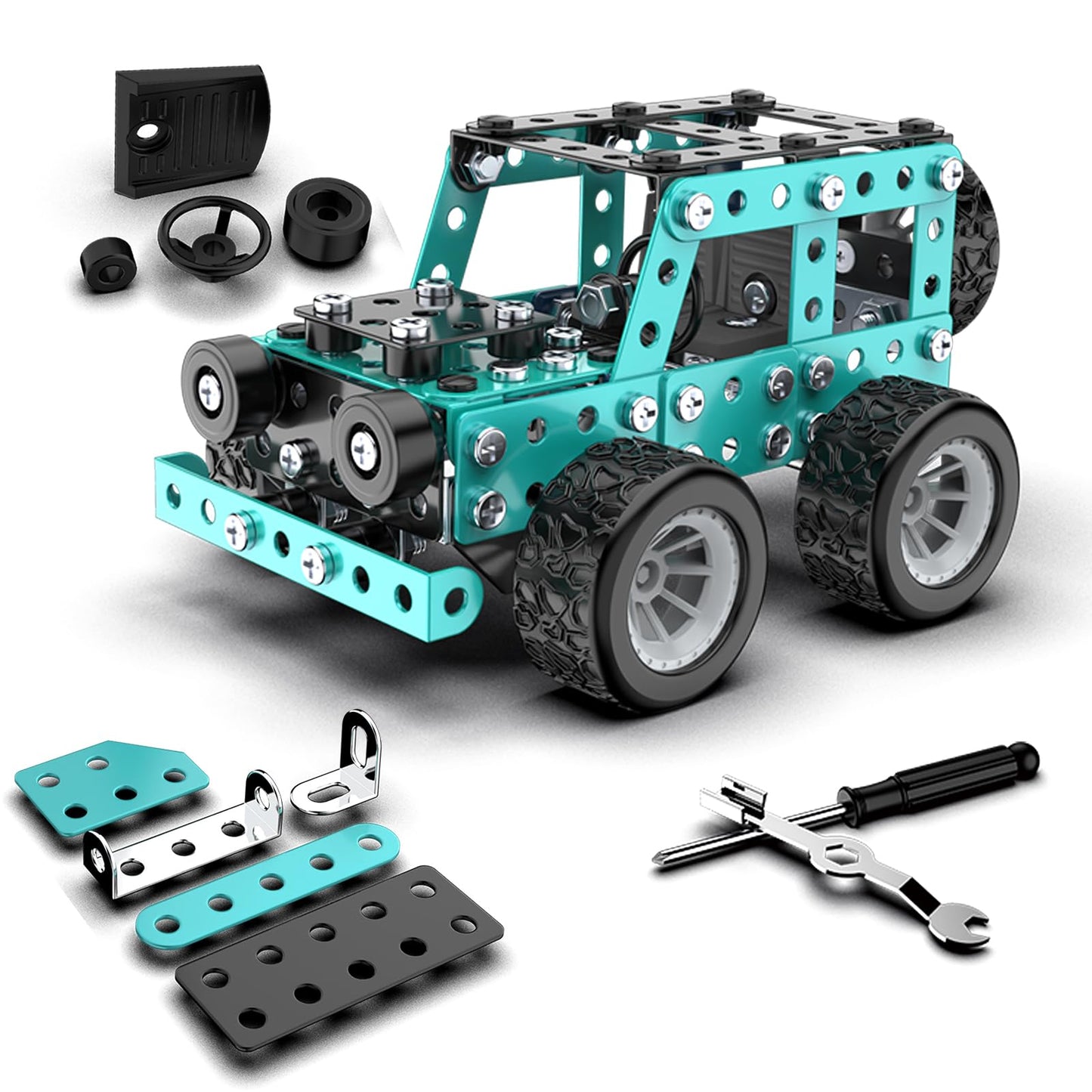 Jansfuren Car Model Building Toys STEM Erector Set for Back to School Assembly Metal Jeep, Building Car DIY Interactive Construction Toy for Kids